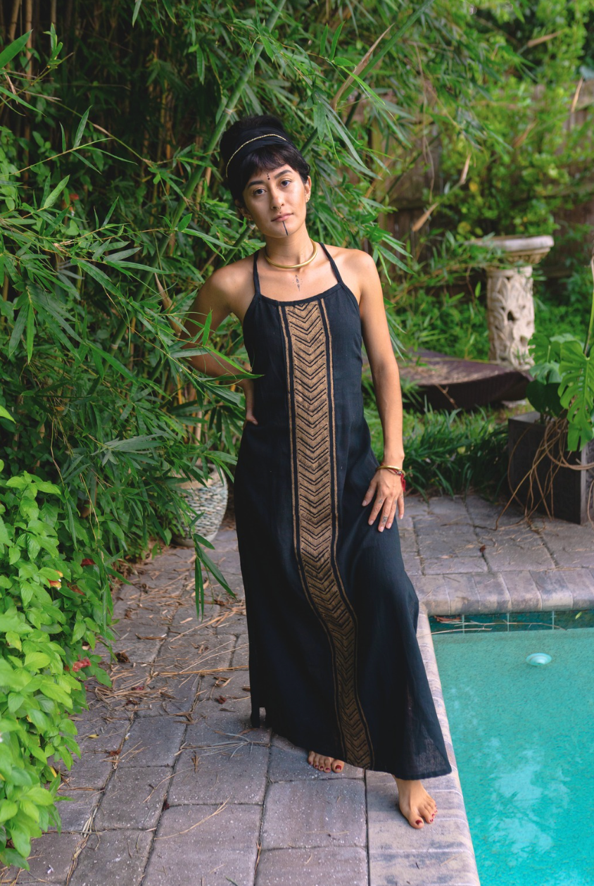 Desert Rose Arrow Block Print Dress | Earth Tones M / Olive Desert Rose Arrow Block Print Dress | Earth Tones M / Olive