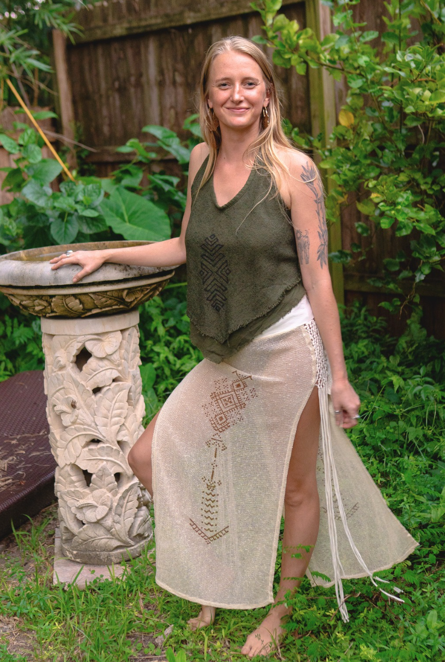 Desert Rose Double Slit Mesh Skirt