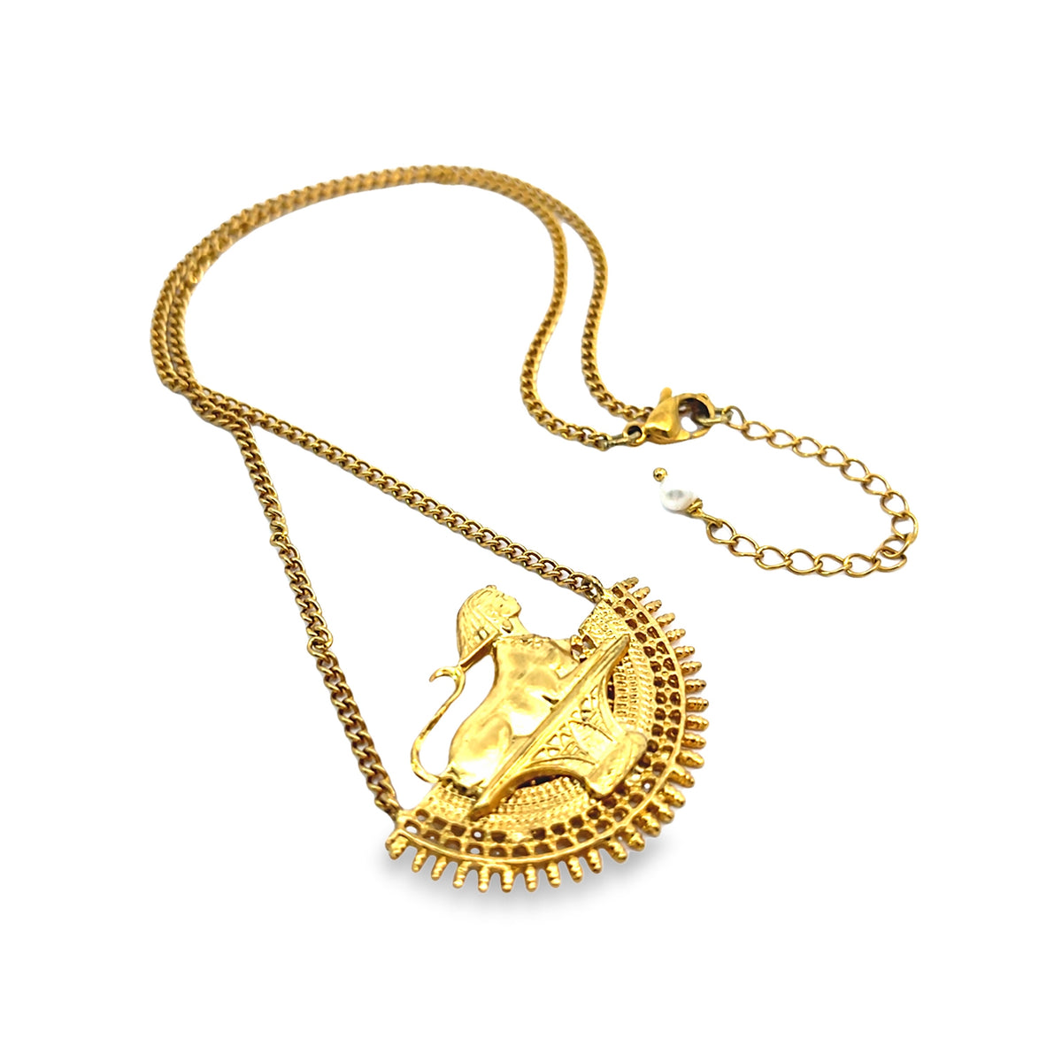 Gold Plated Egyptian Sphinx Charm Necklace