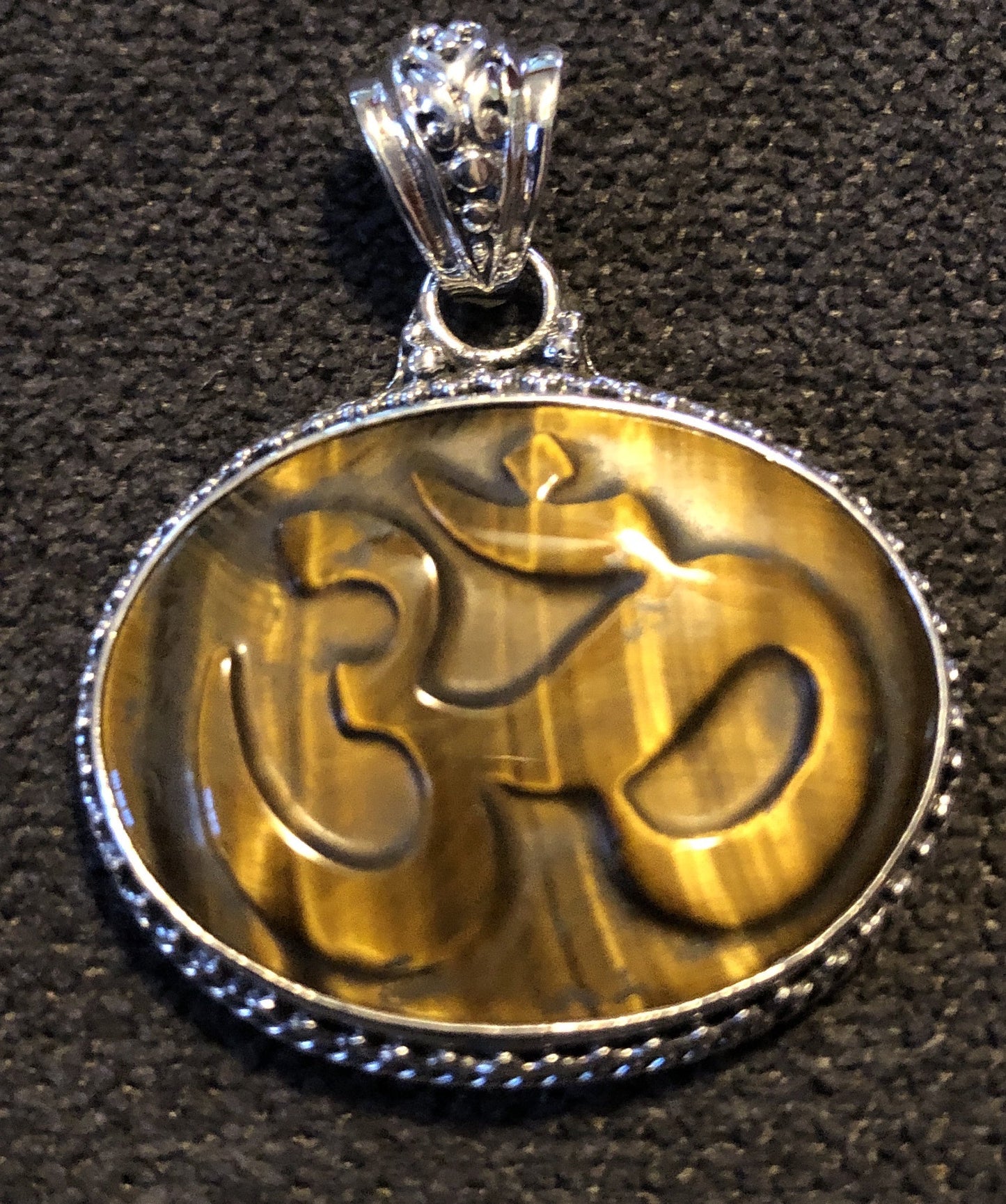 Tigers Eye Om Pendants