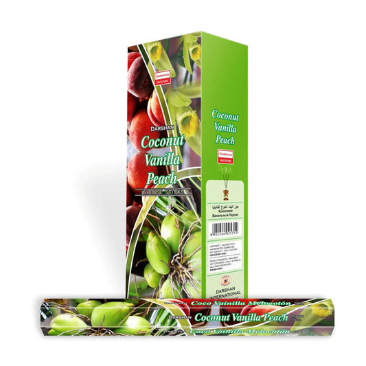 Darshan Coconut Vanilla Peach Incense 20 Hex Pack