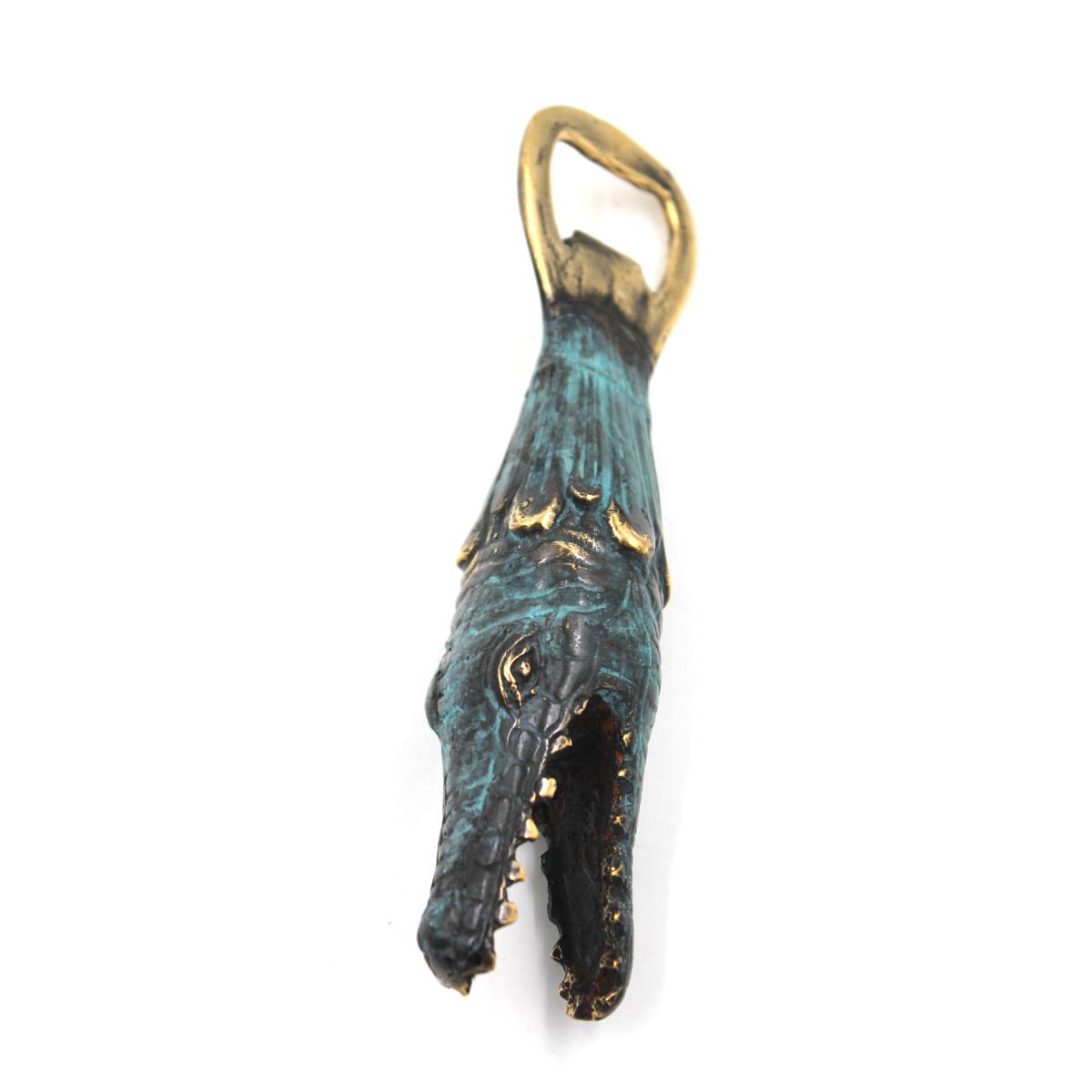 Bronze Alligator Bottle Opener Verdigris Finish