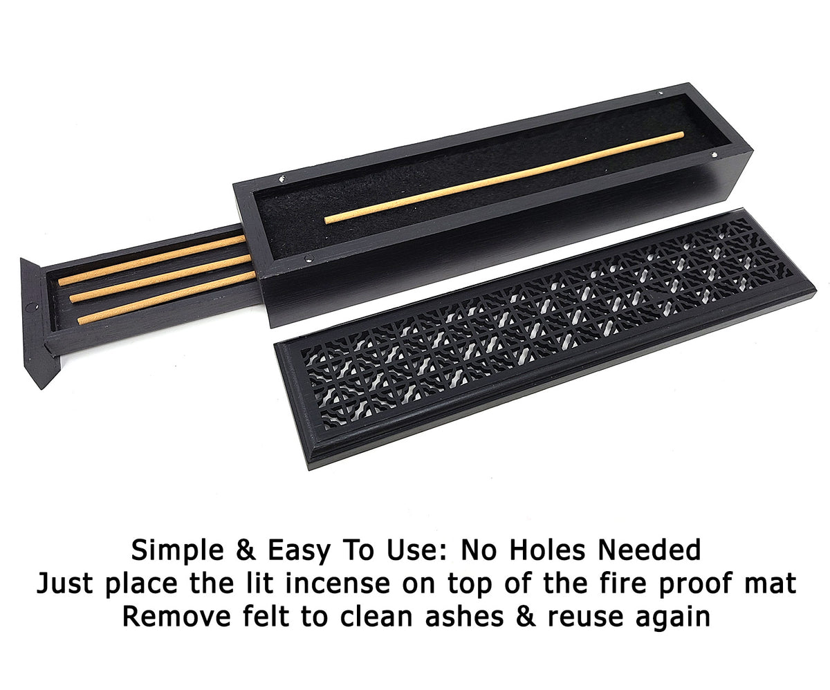 Wood Incense Box Burner w/Storage