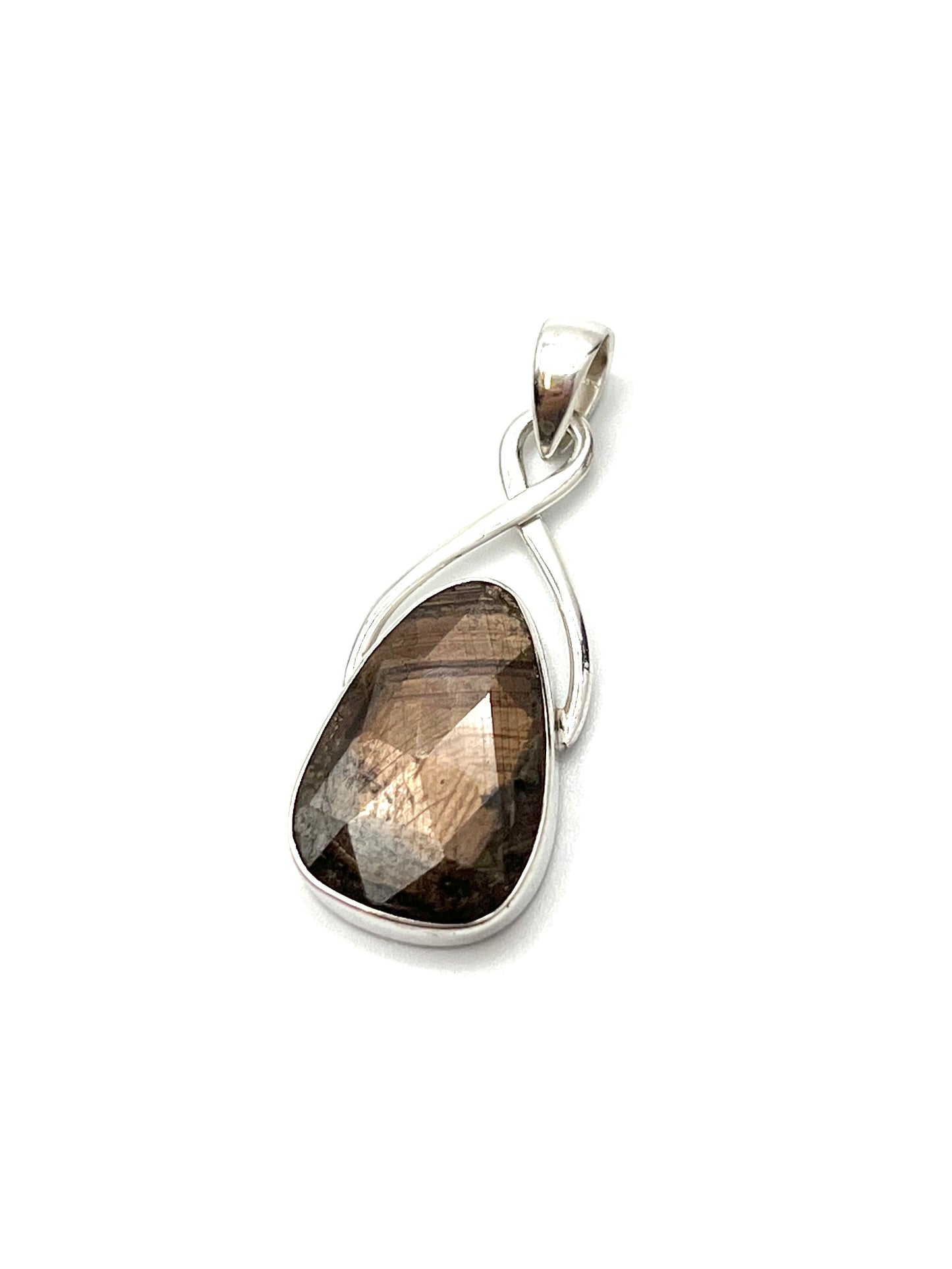 Silver Twist Natural Golden Moonstone Pendants