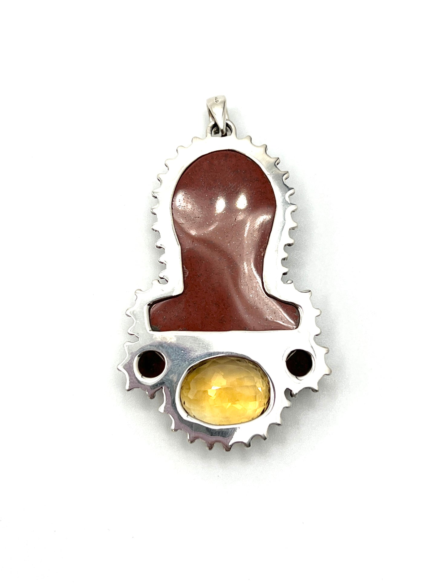 Sterling Silver Red Jasper Buddha Pendant