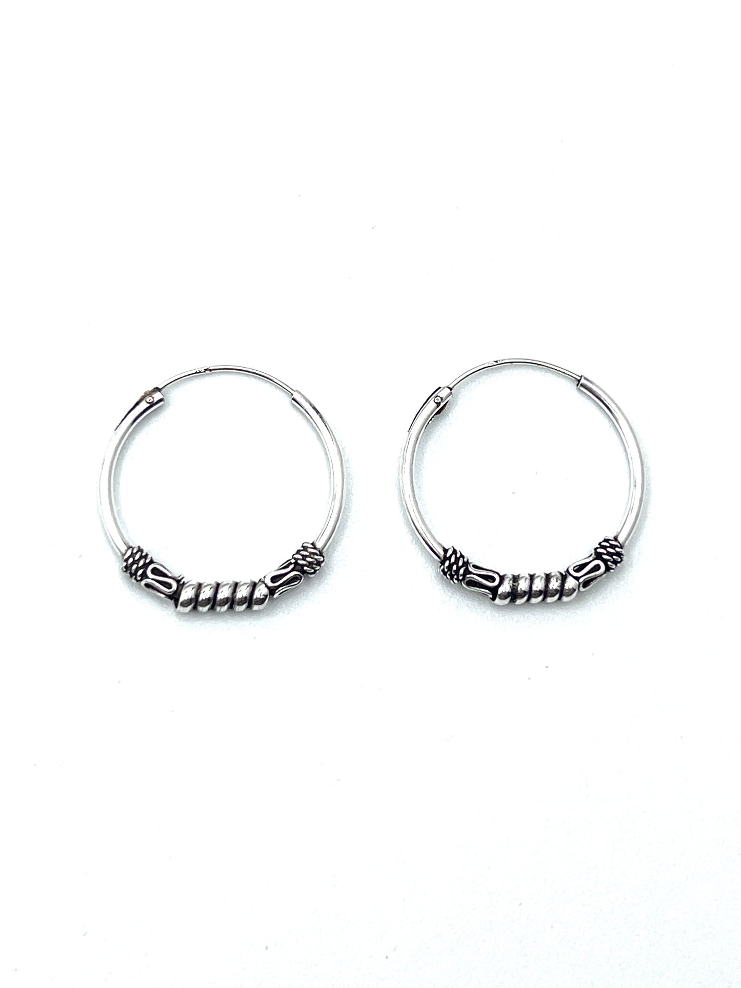 Sterling Silver Bali Style Twist Hoop Earrings