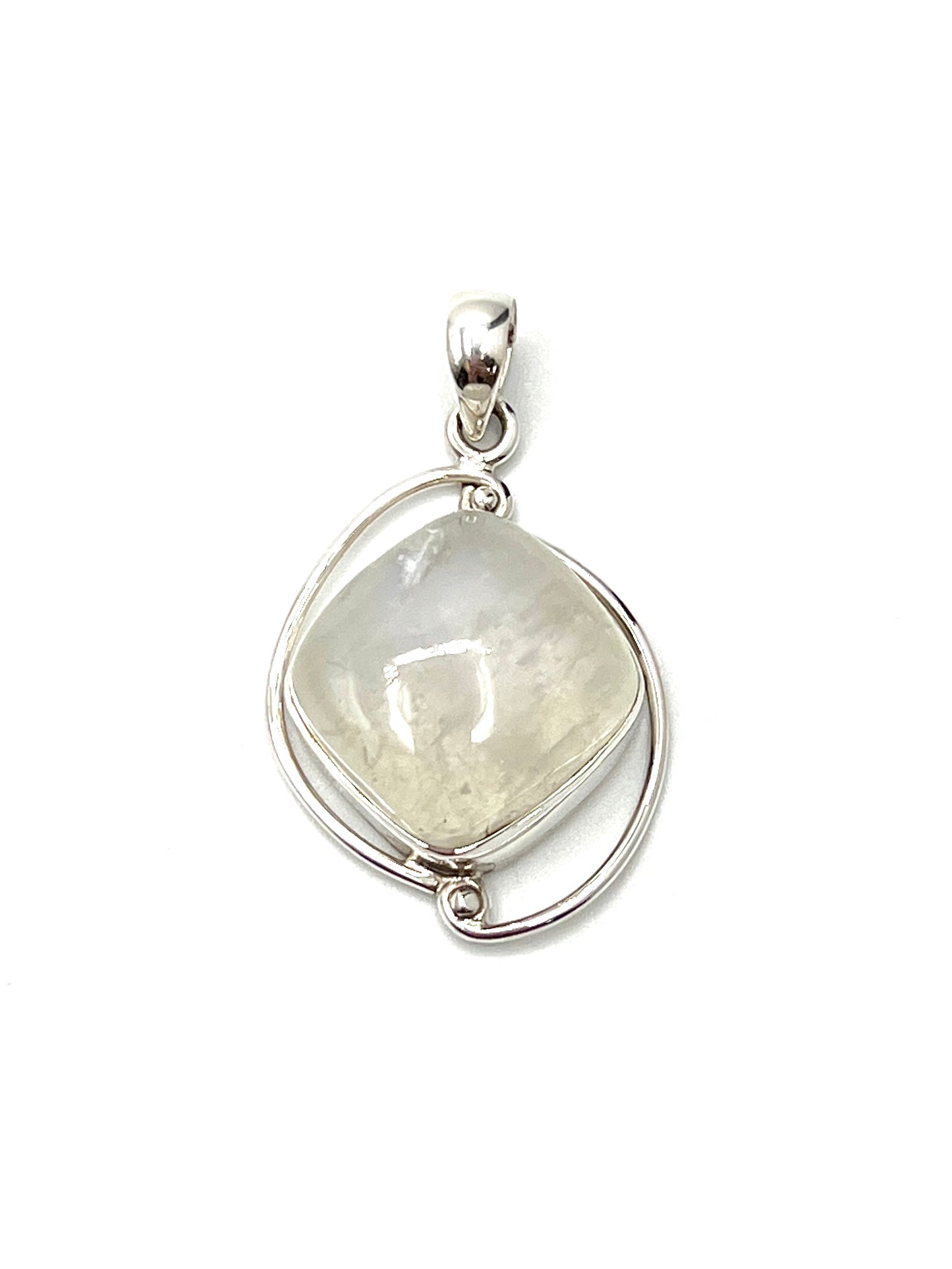 Silver Double Wire Moonstone Pendants