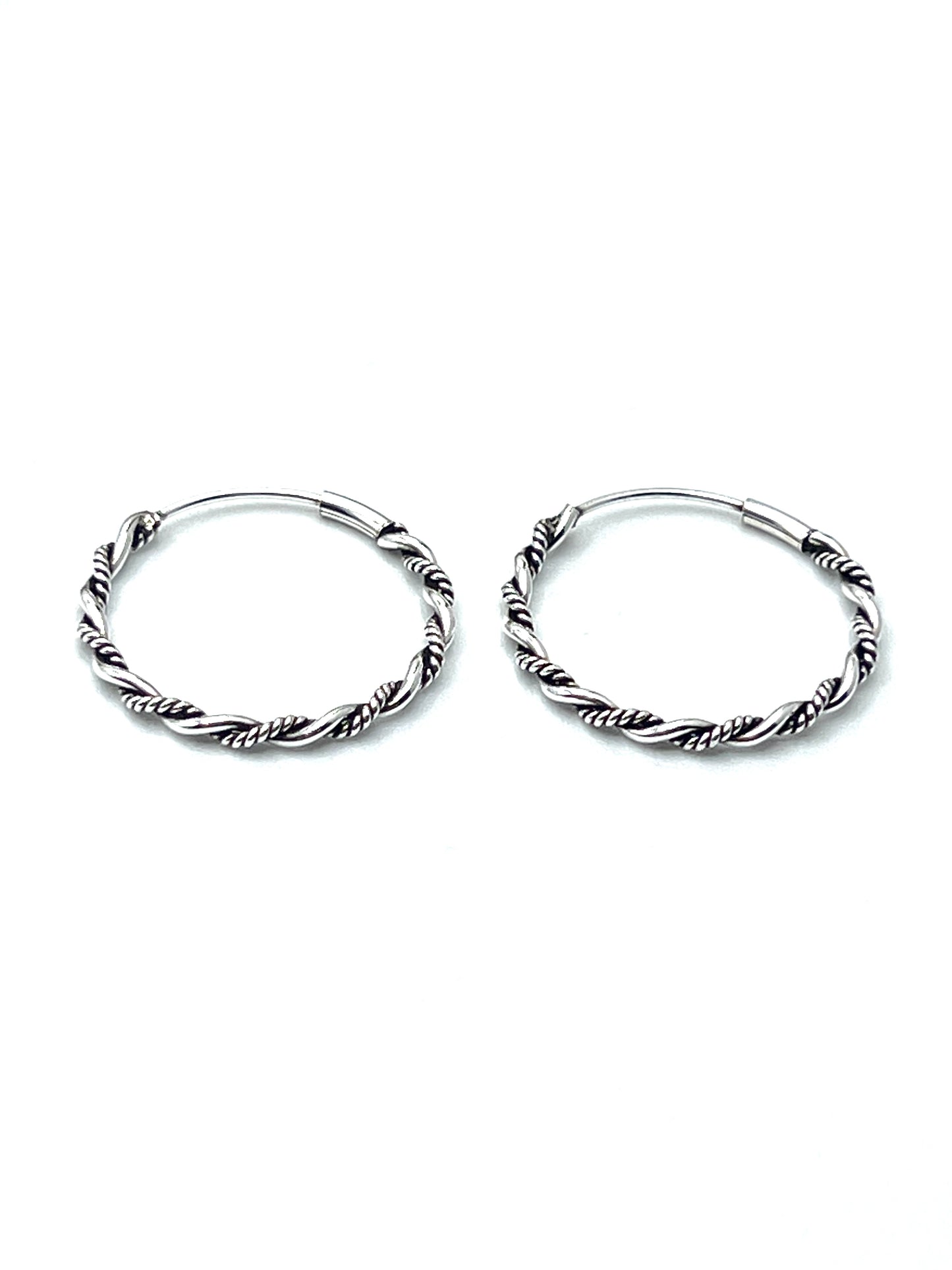Oxidized Sterling Silver Twist Hoop Earrings