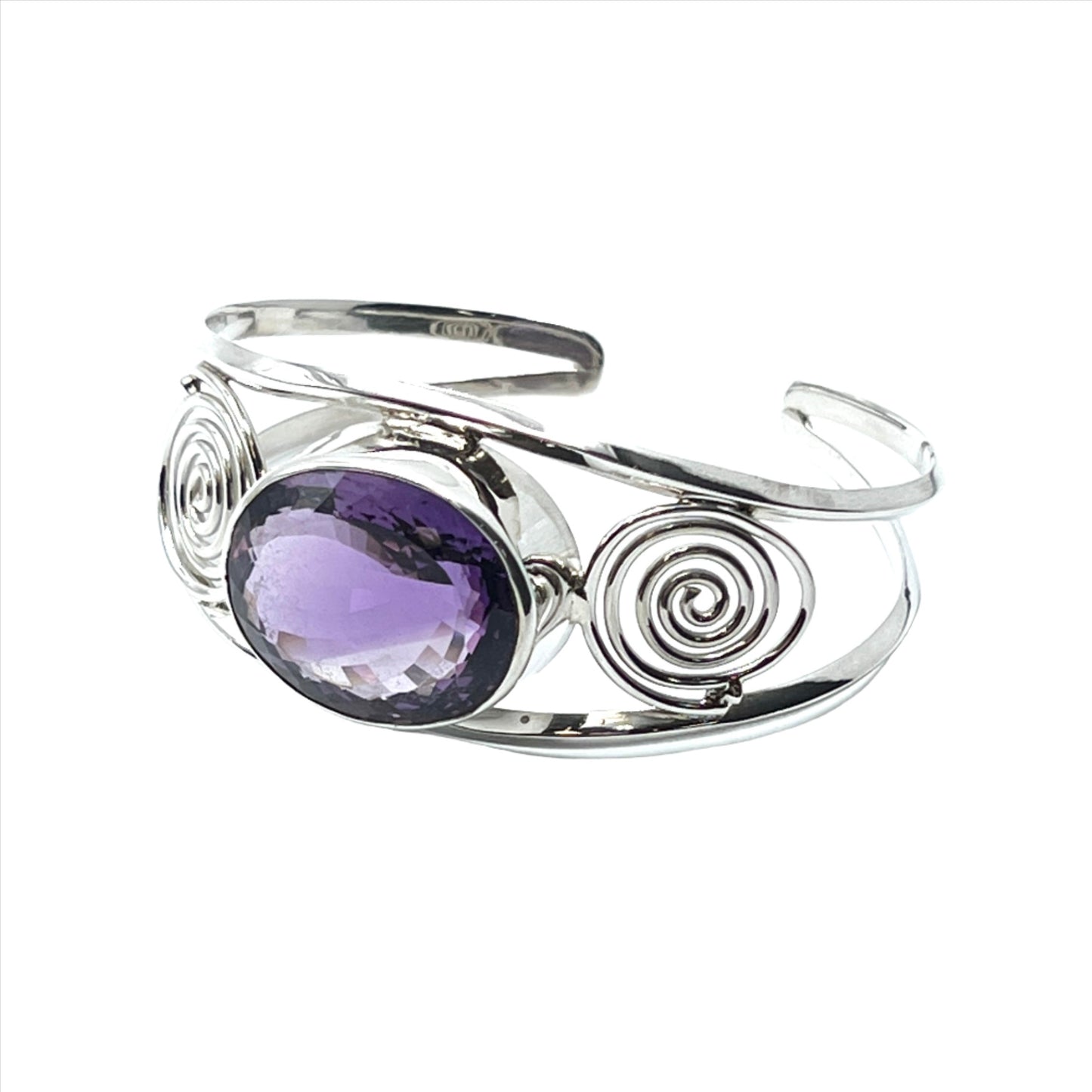 Sterling Silver Large Gemstone Cuff