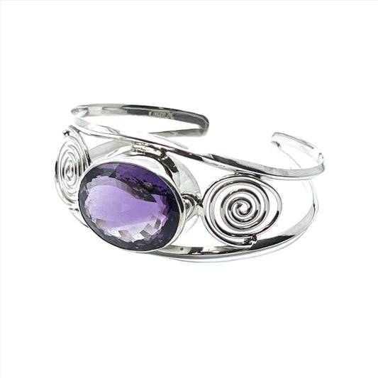Sterling Silver Large Gemstone Cuff