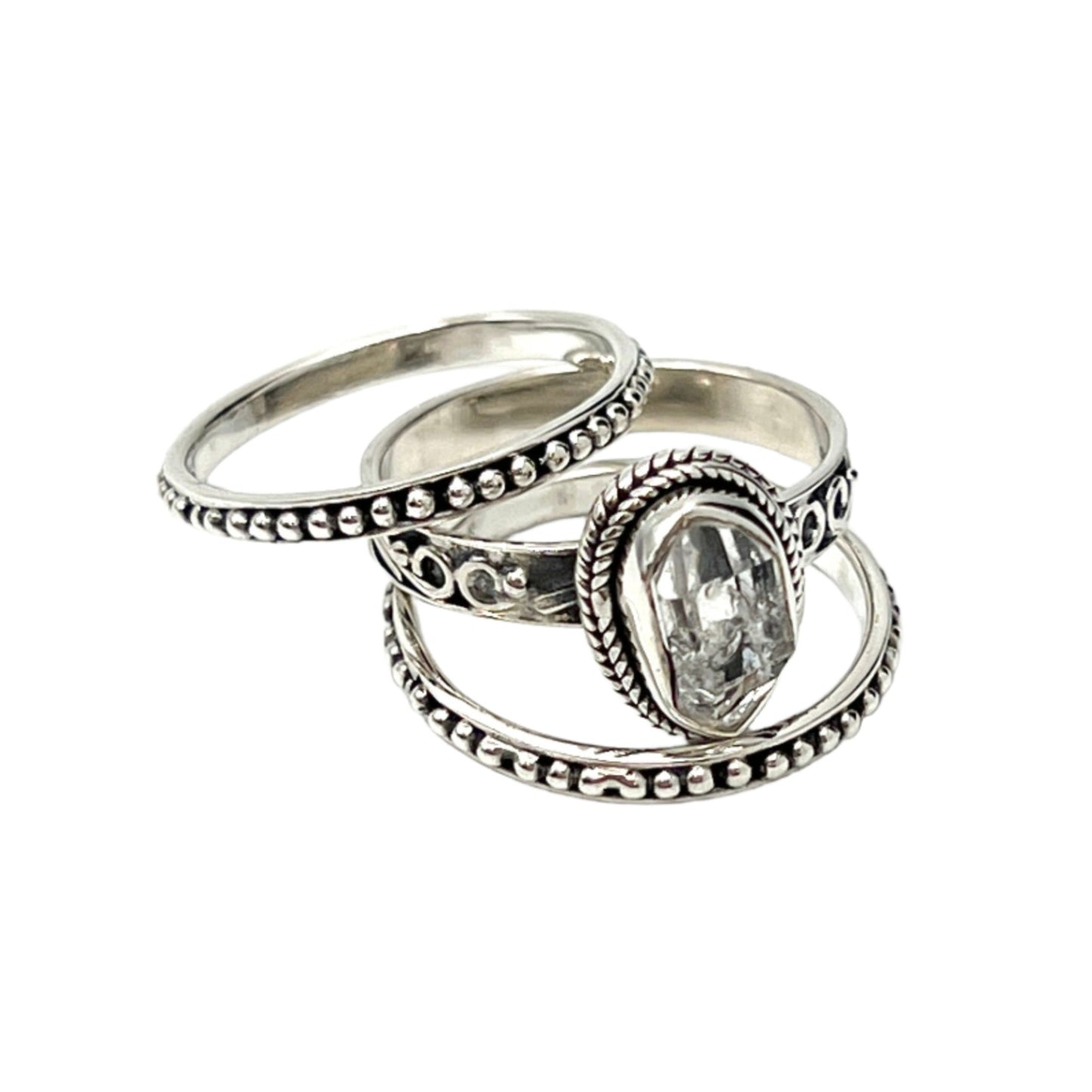 Herkimer Triple Stacker Rings