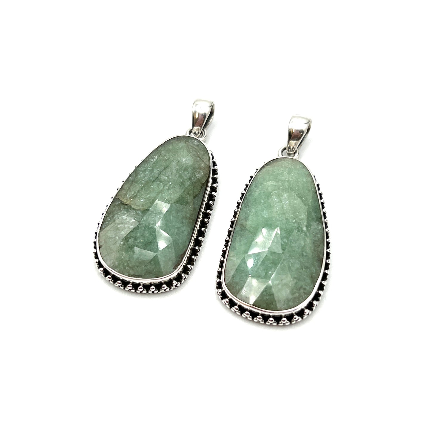 Faceted Emerald Beaded Pendants