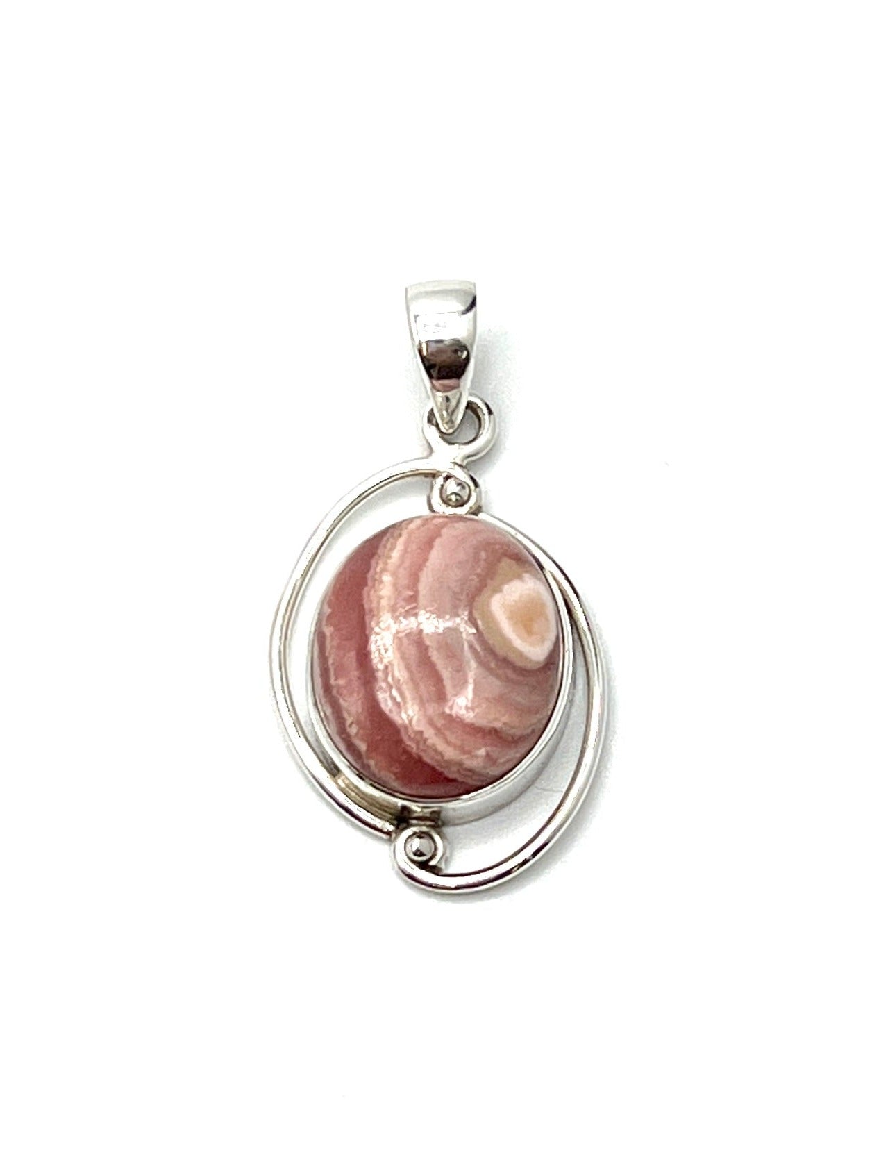 Silver Double Wire Rhodochrosite Pendants