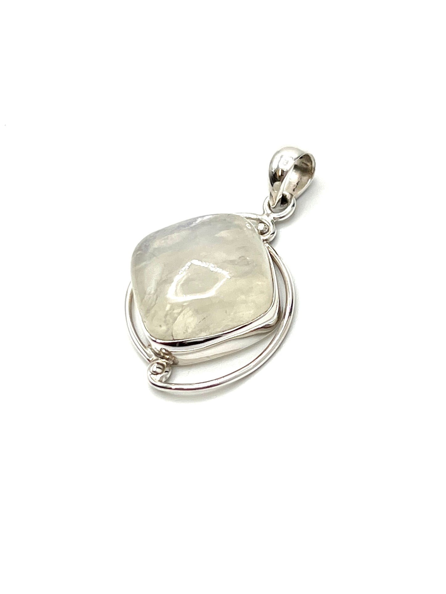 Silver Double Wire Moonstone Pendants
