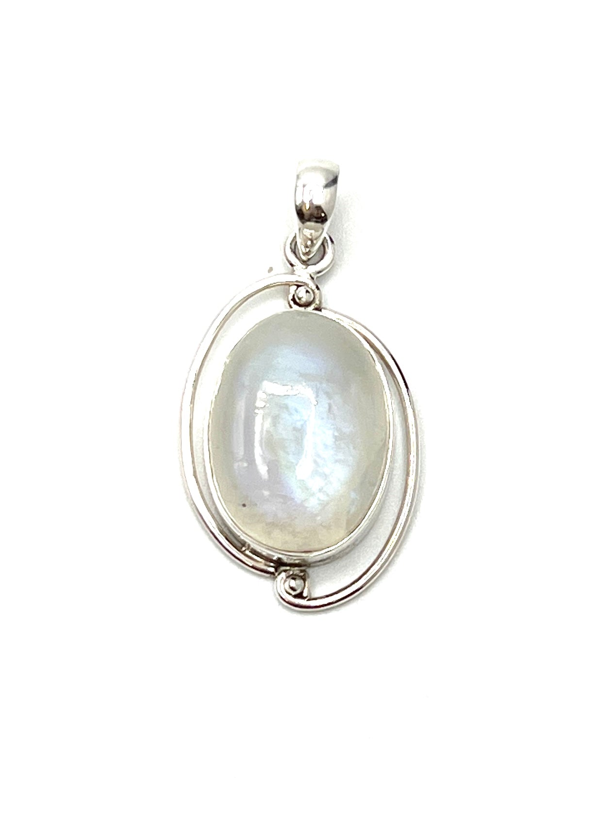 Silver Double Wire Moonstone Pendants