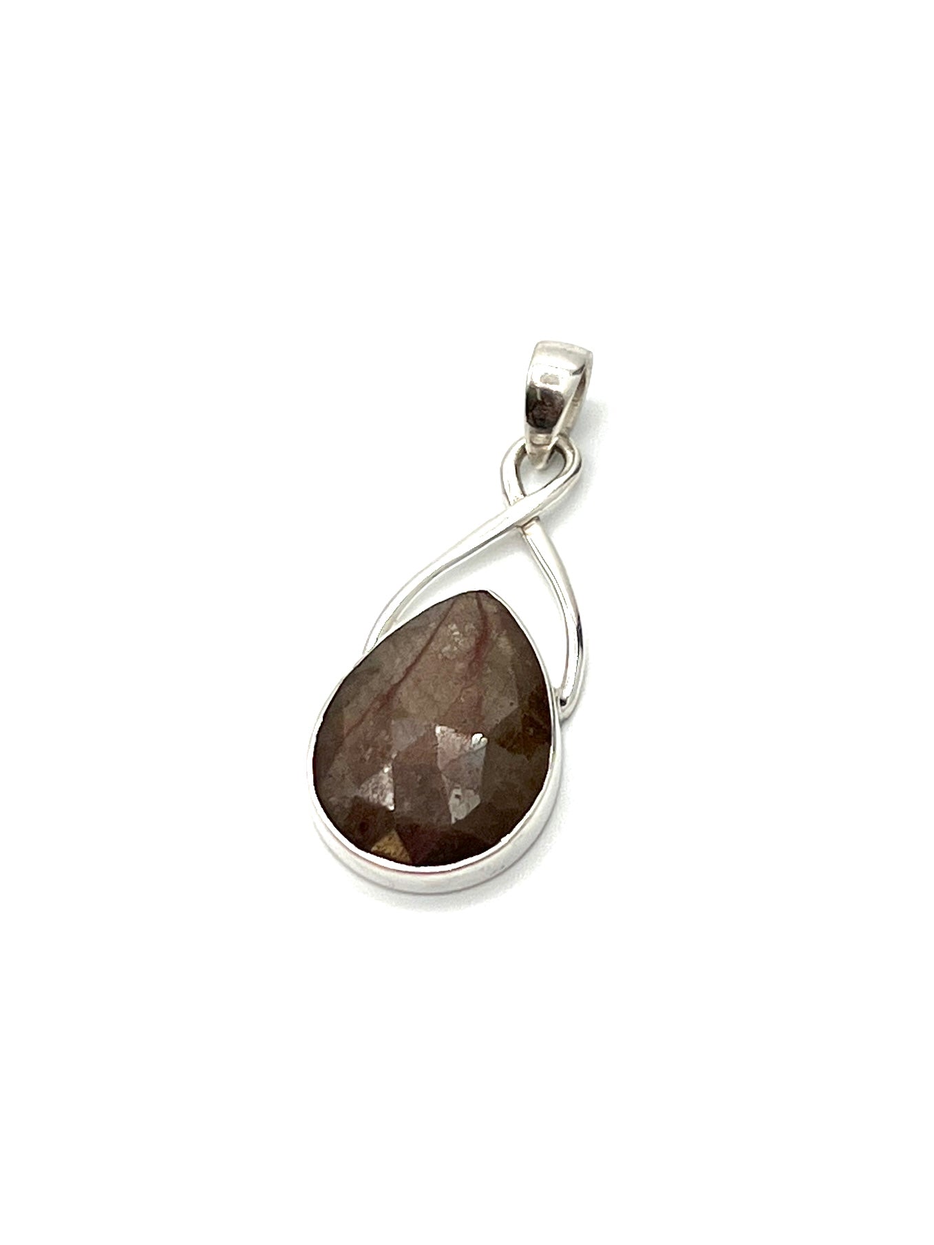 Silver Twist Natural Golden Moonstone Pendants