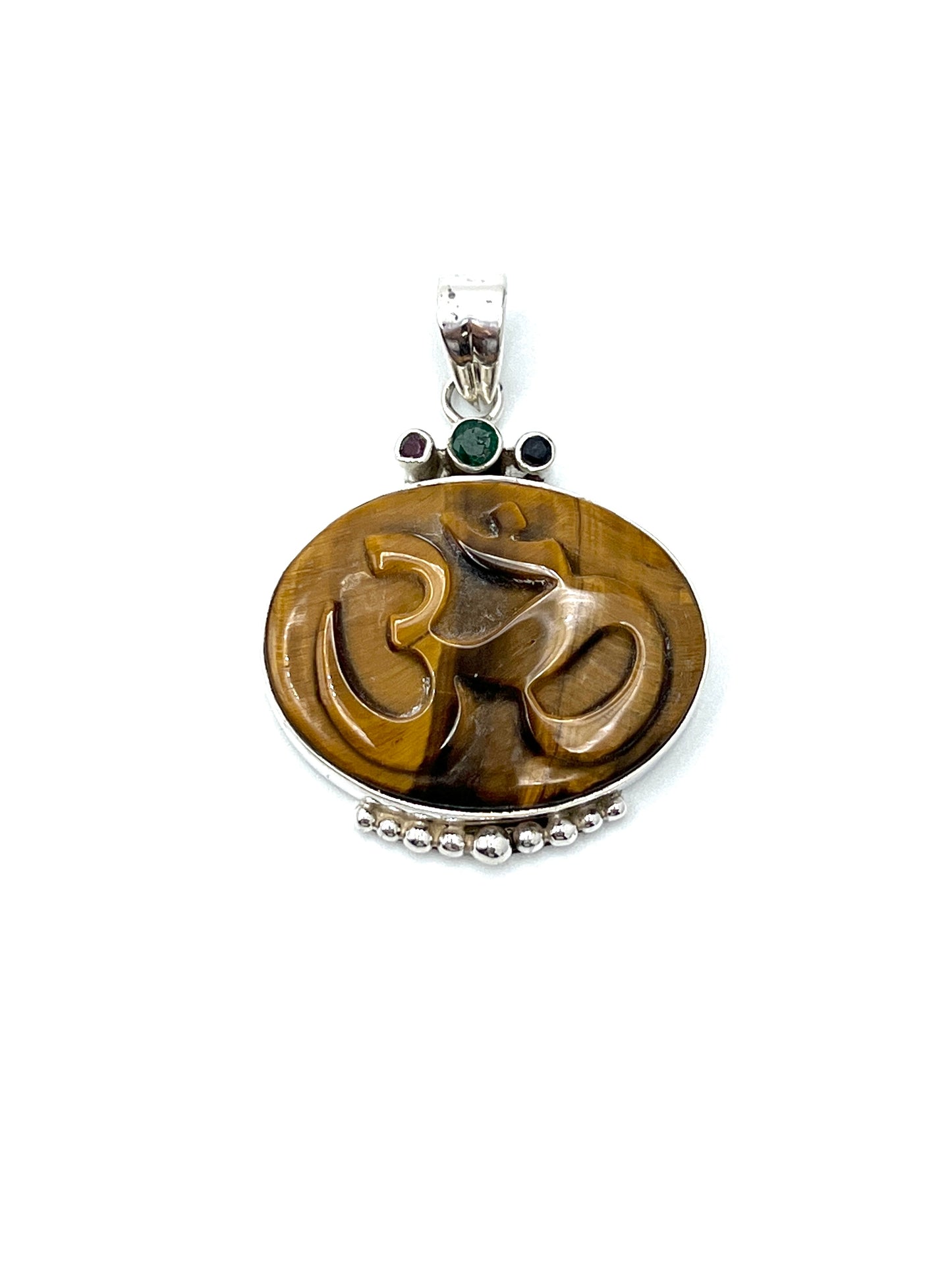 Tigers Eye Om Pendants