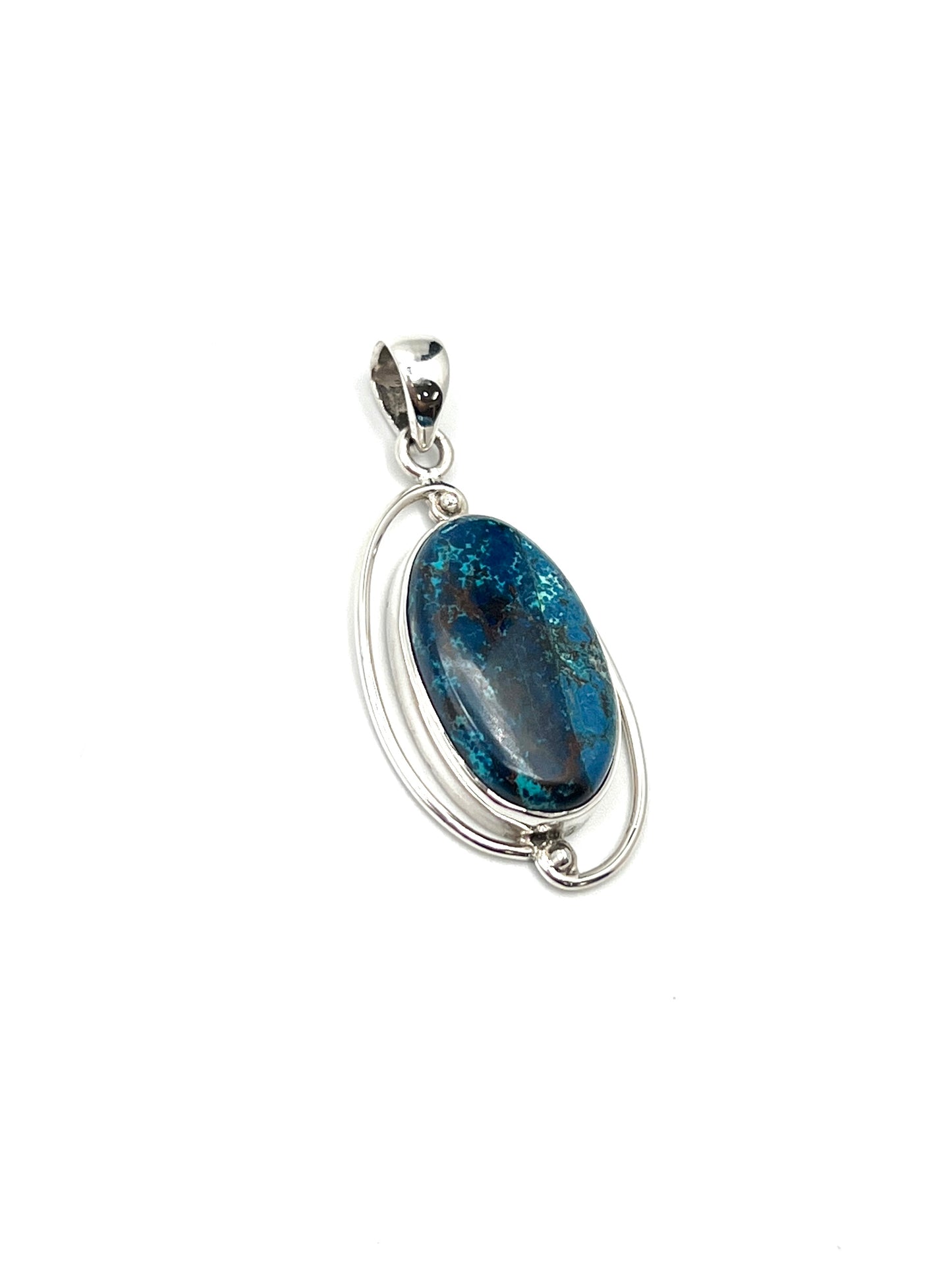 Silver Double Wire Chrysocolla Pendants