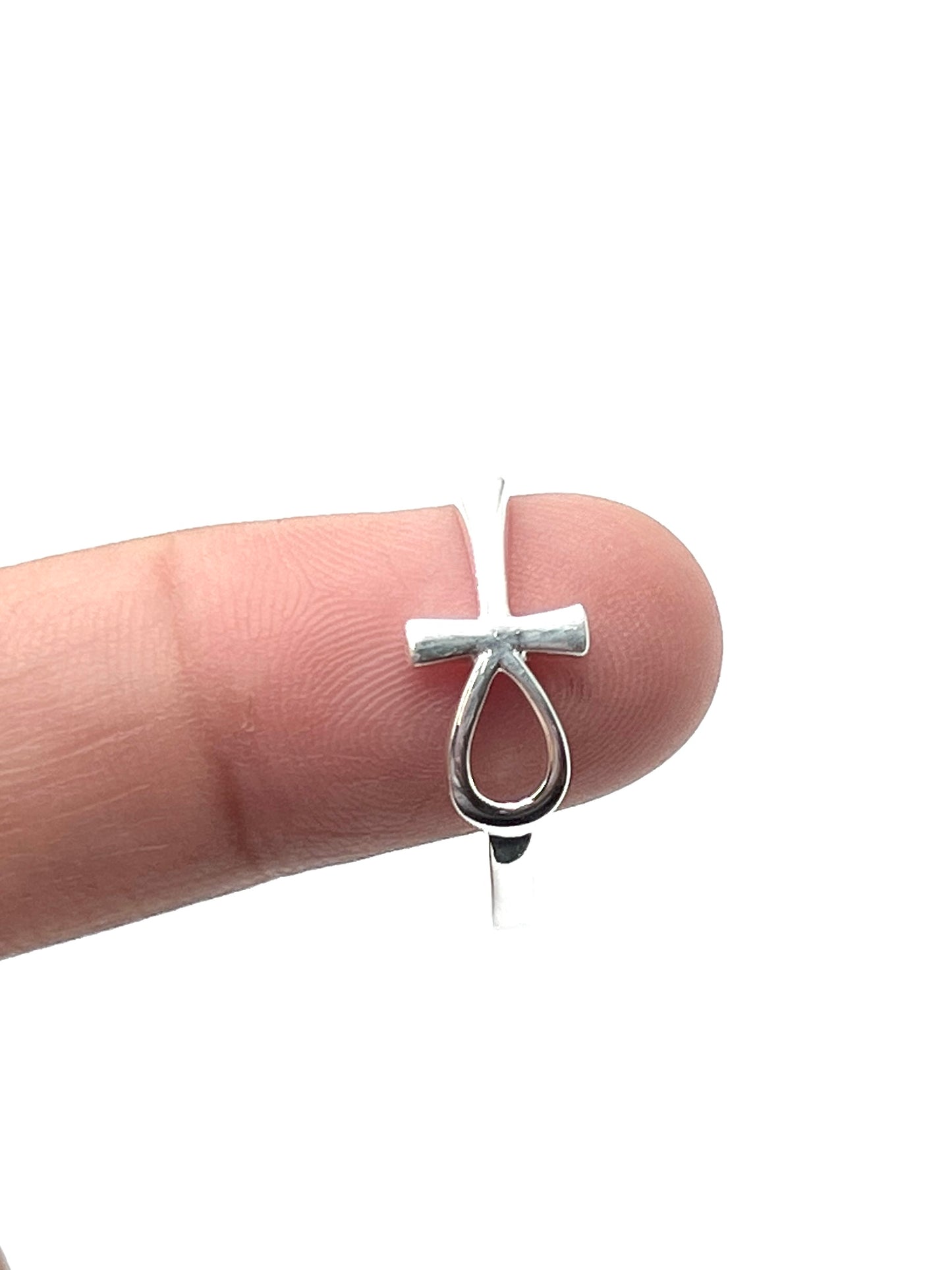 Sterling Silver Laying Ankh Rings