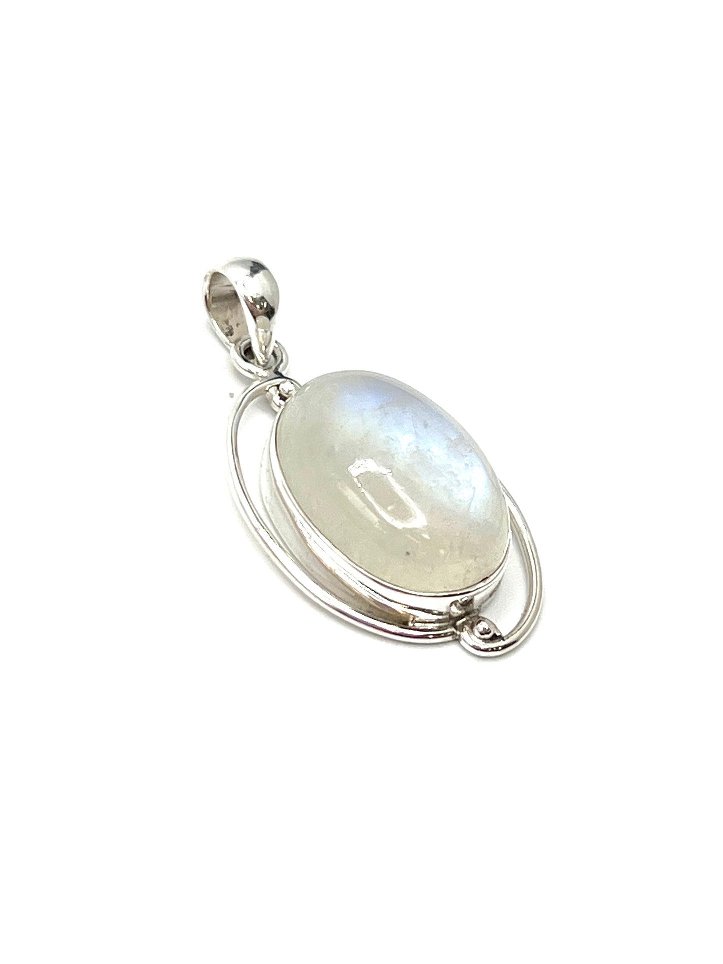 Silver Double Wire Moonstone Pendants