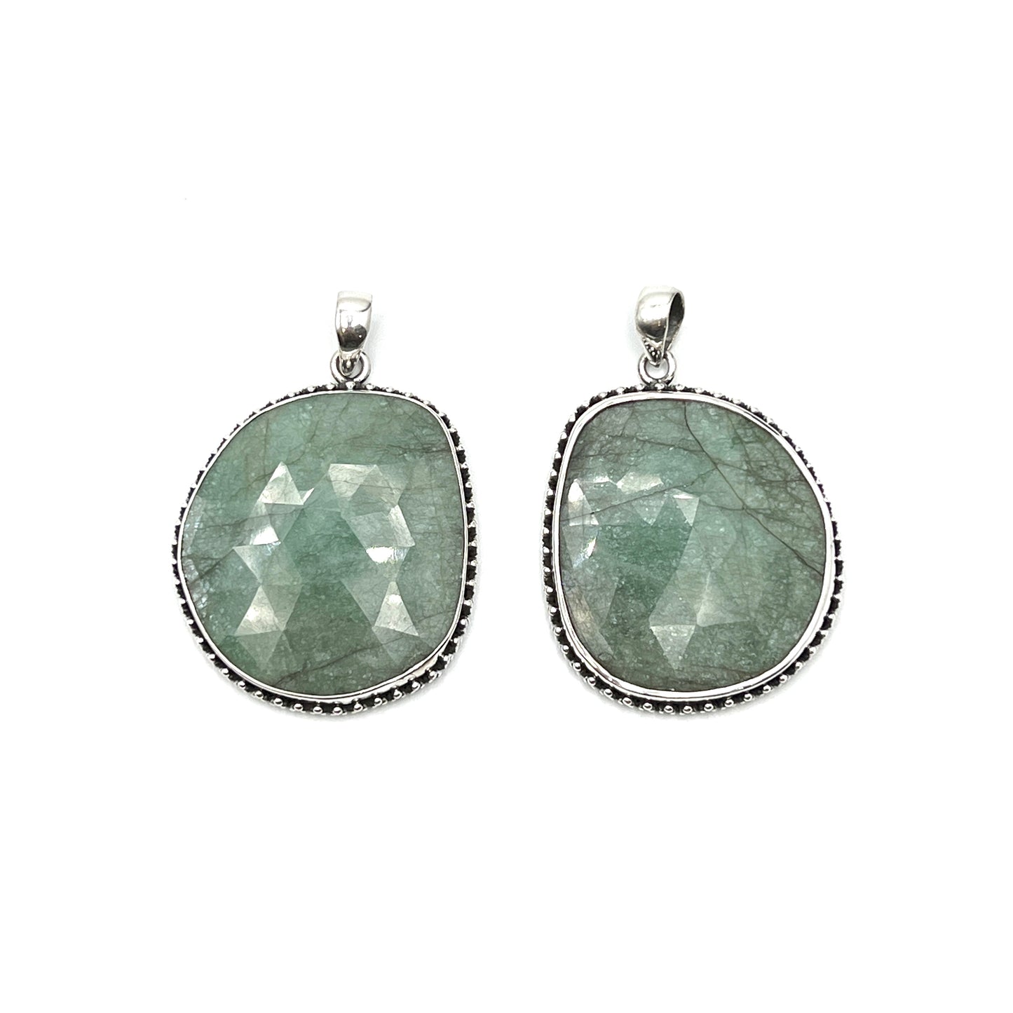 Faceted Emerald Beaded Pendants