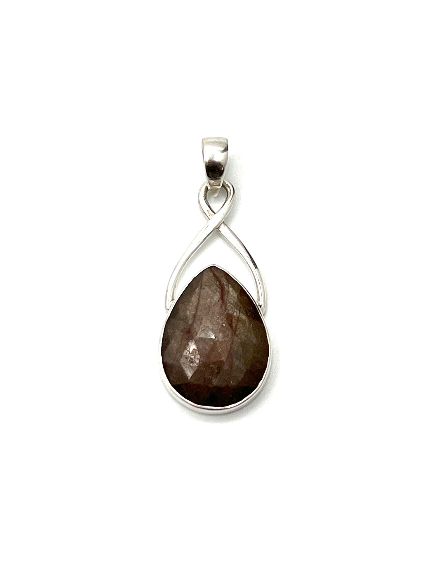 Silver Twist Natural Golden Moonstone Pendants