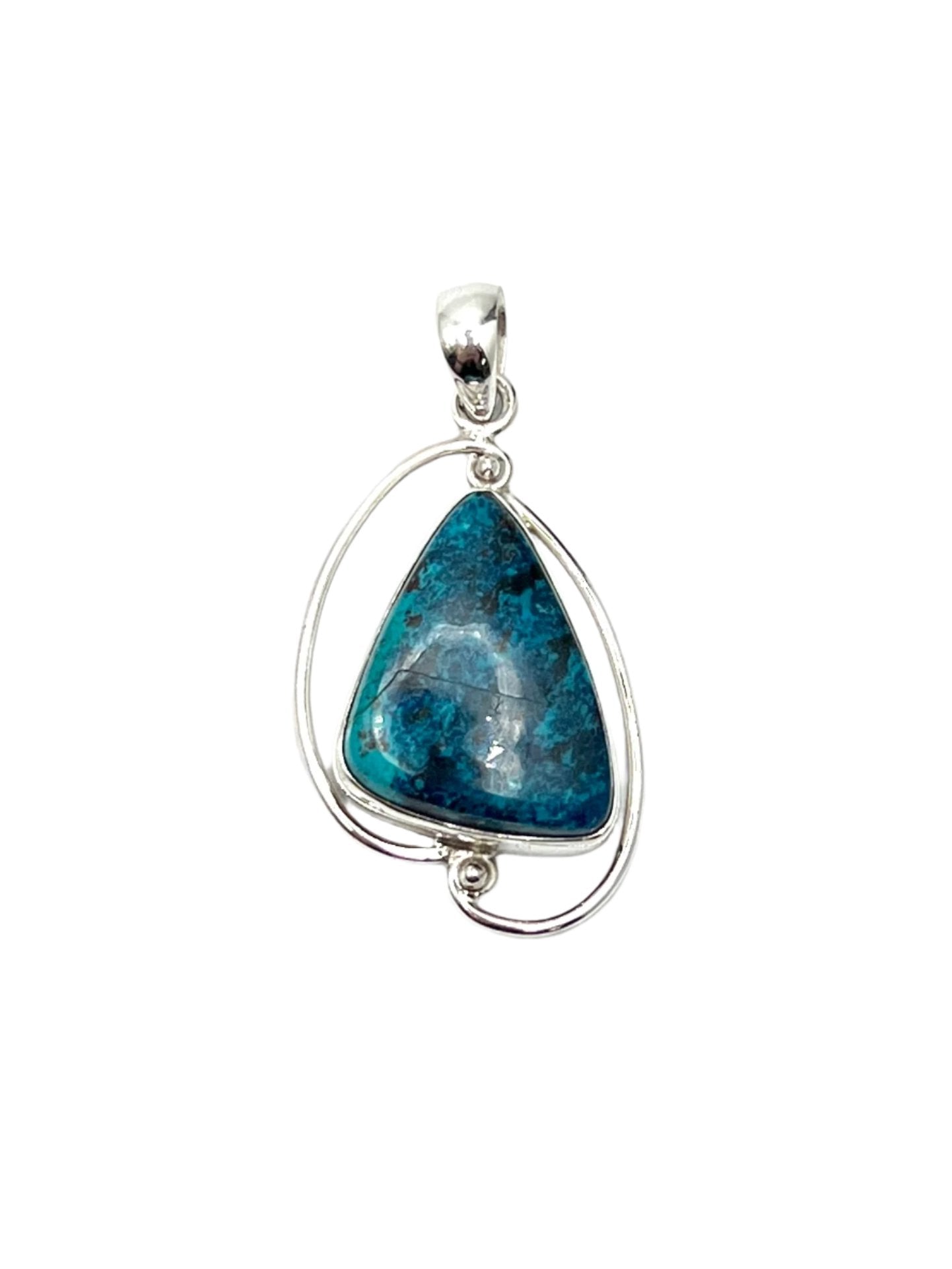 Silver Double Wire Chrysocolla Pendants