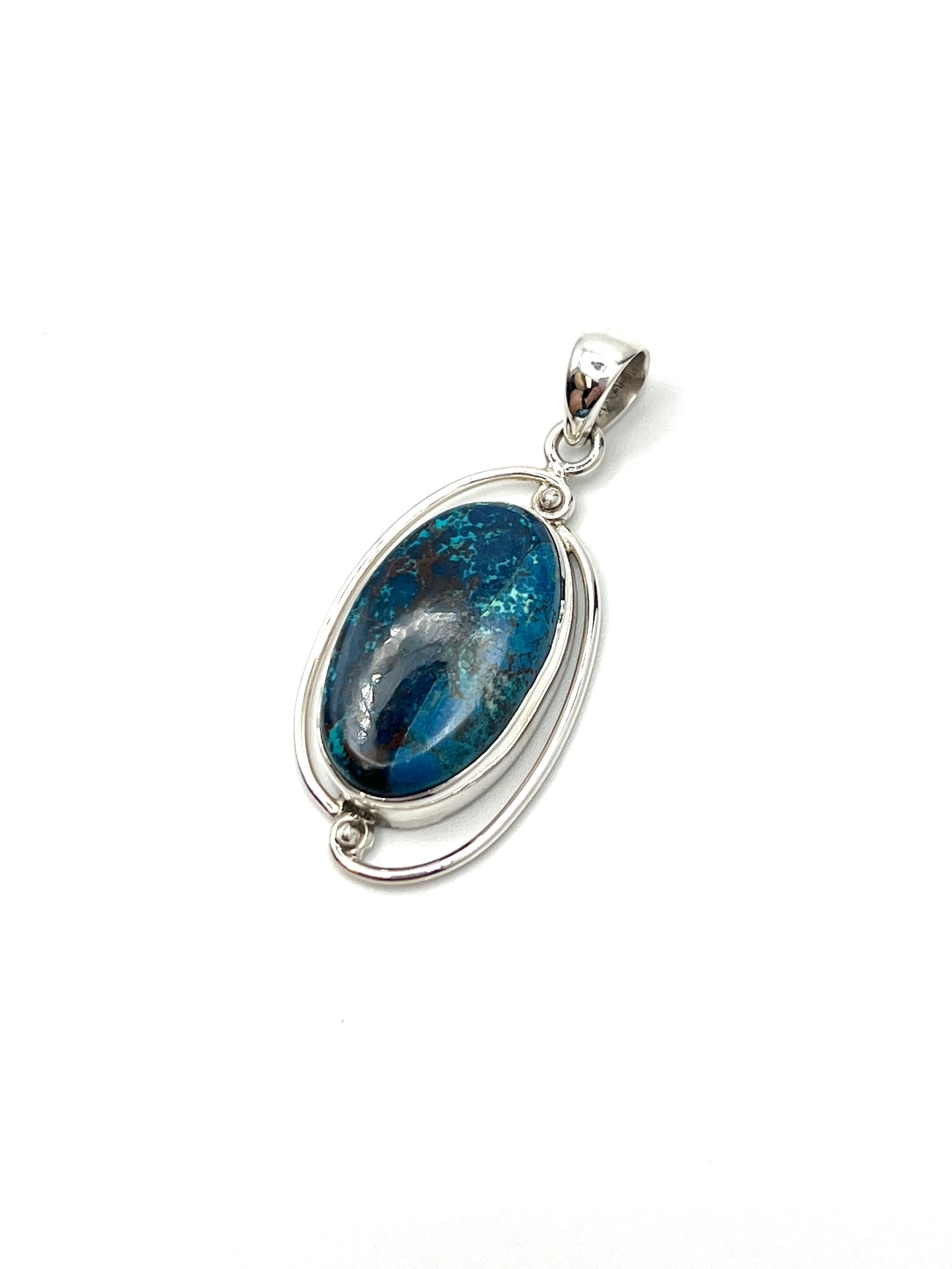 Silver Double Wire Chrysocolla Pendants