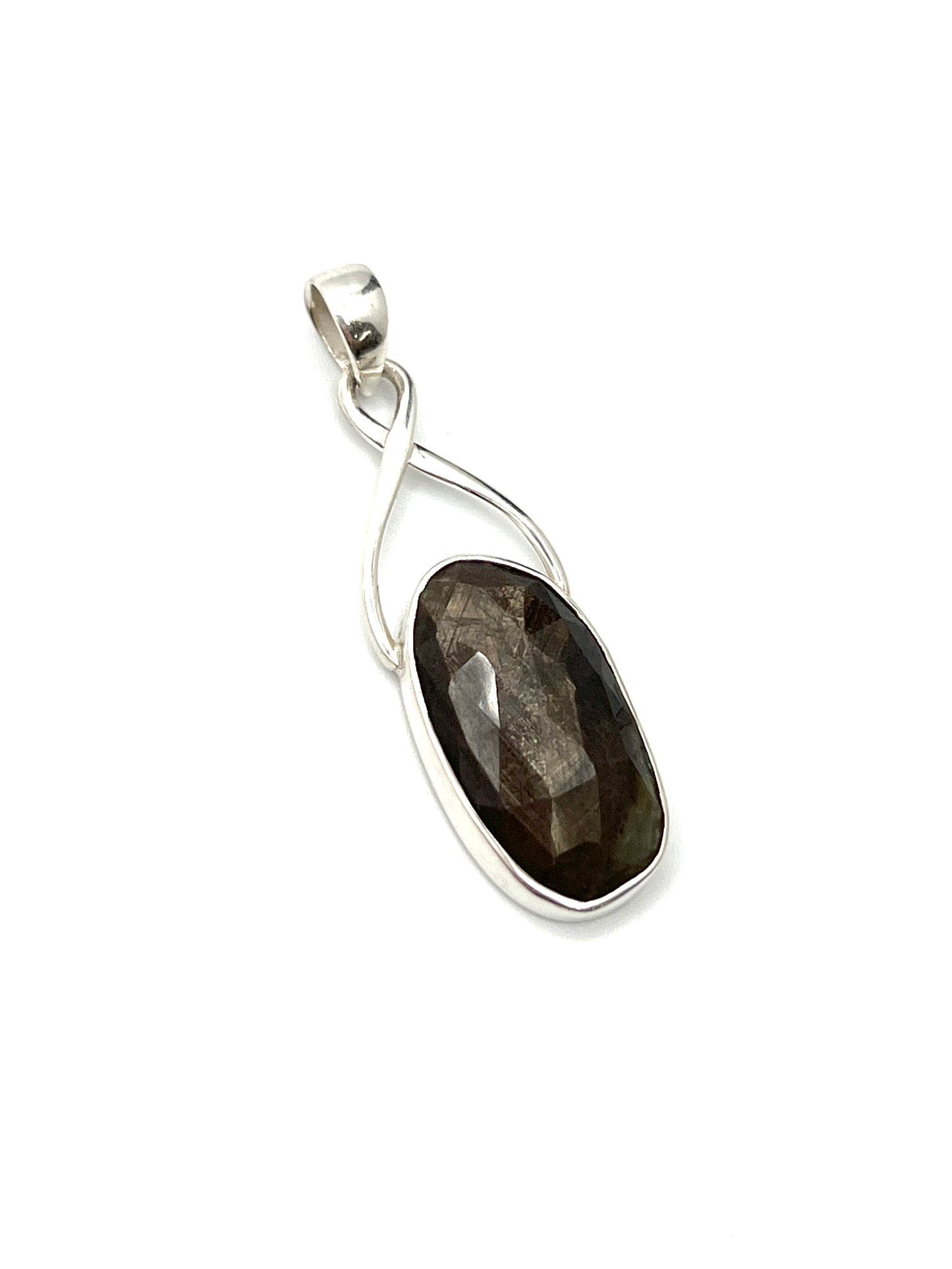 Silver Twist Natural Golden Moonstone Pendants