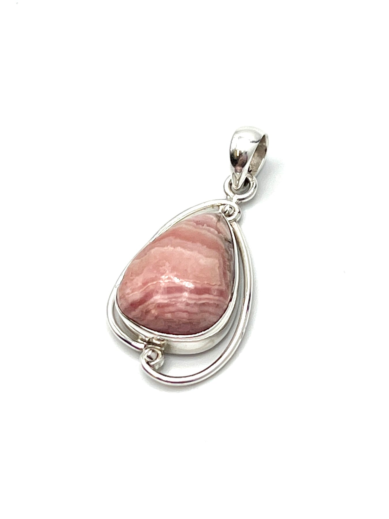 Silver Double Wire Rhodochrosite Pendants