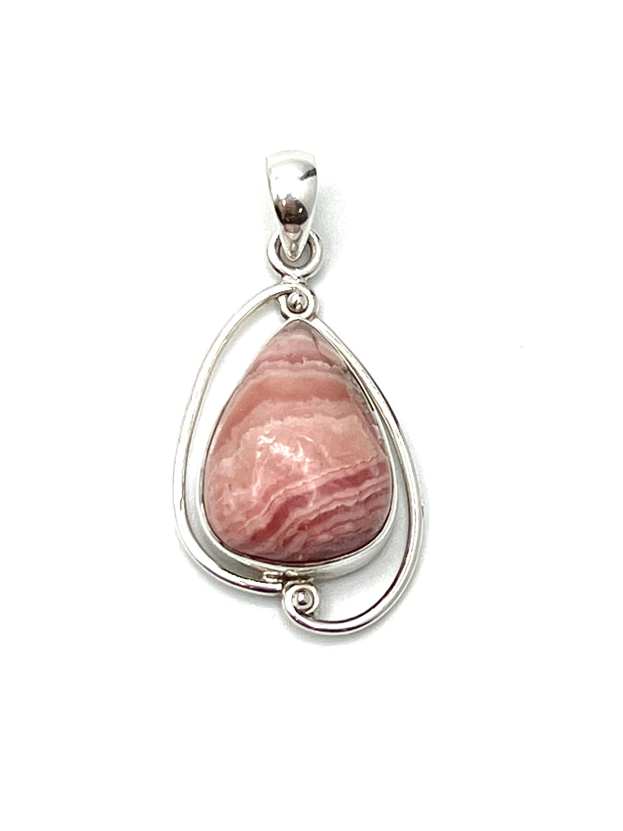 Silver Double Wire Rhodochrosite Pendants