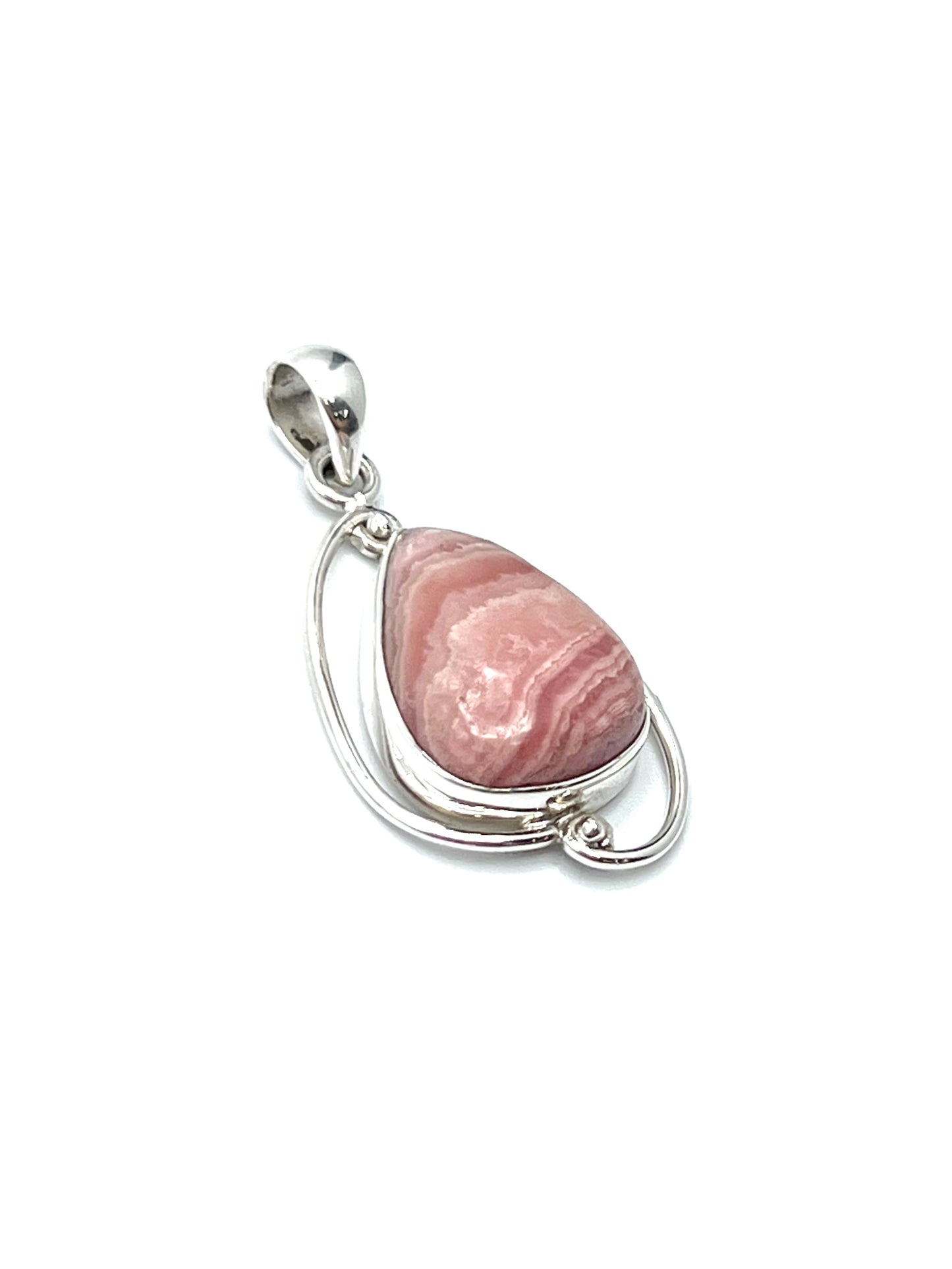 Silver Double Wire Rhodochrosite Pendants