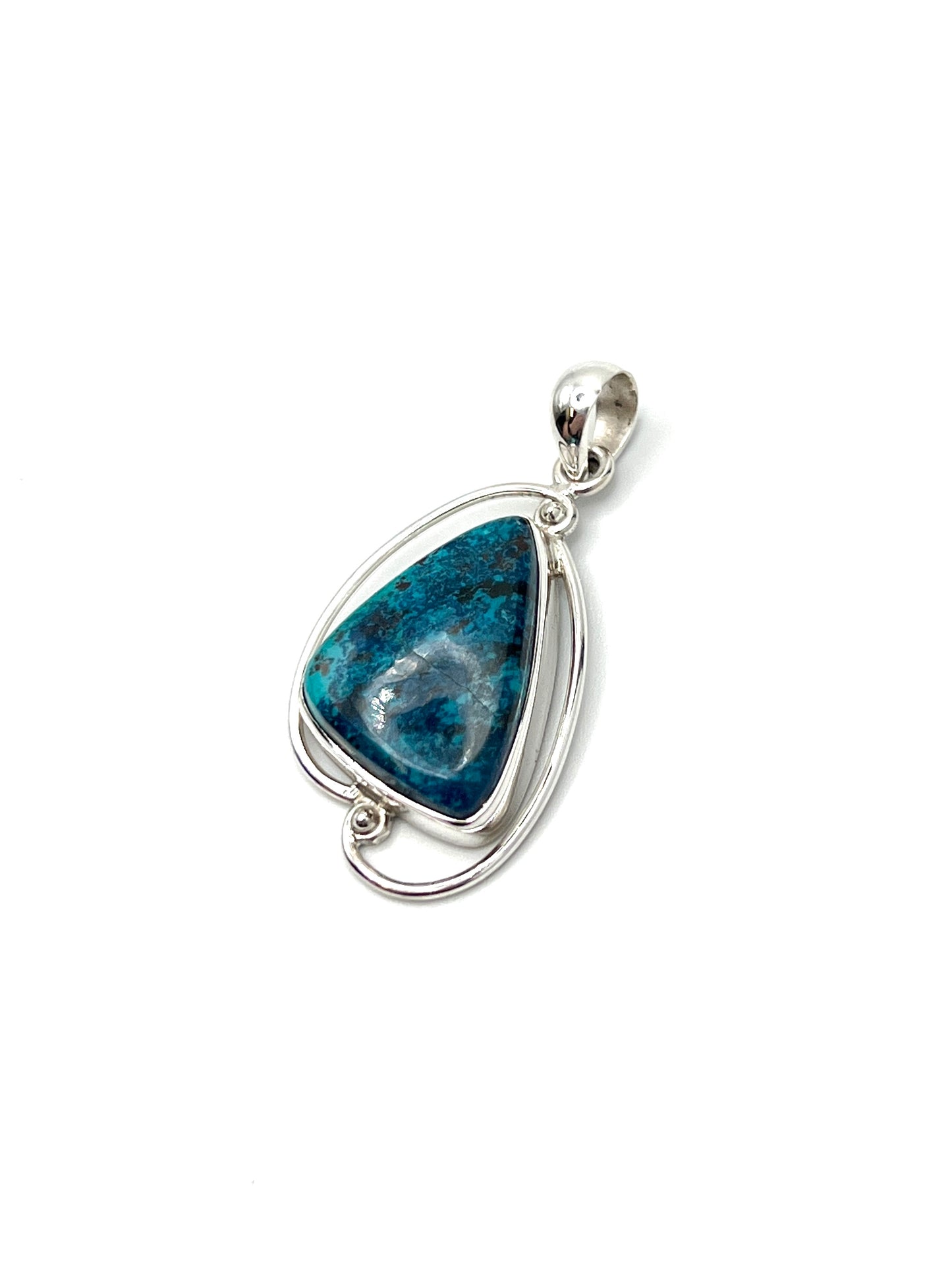 Silver Double Wire Chrysocolla Pendants