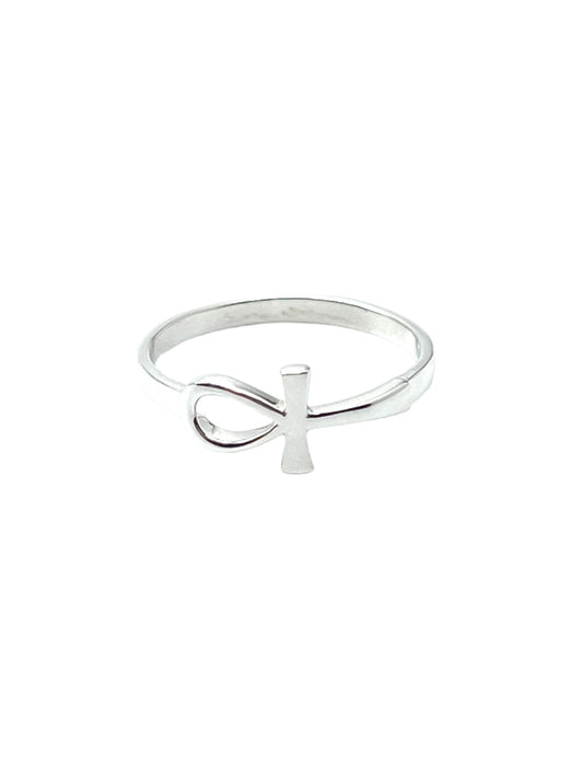 Sterling Silver Laying Ankh Rings