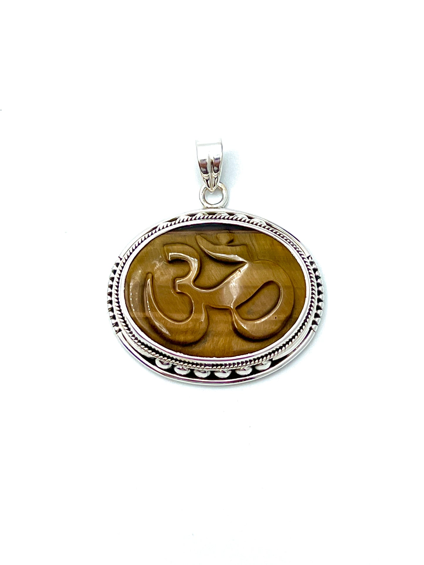 Tigers Eye Om Pendants