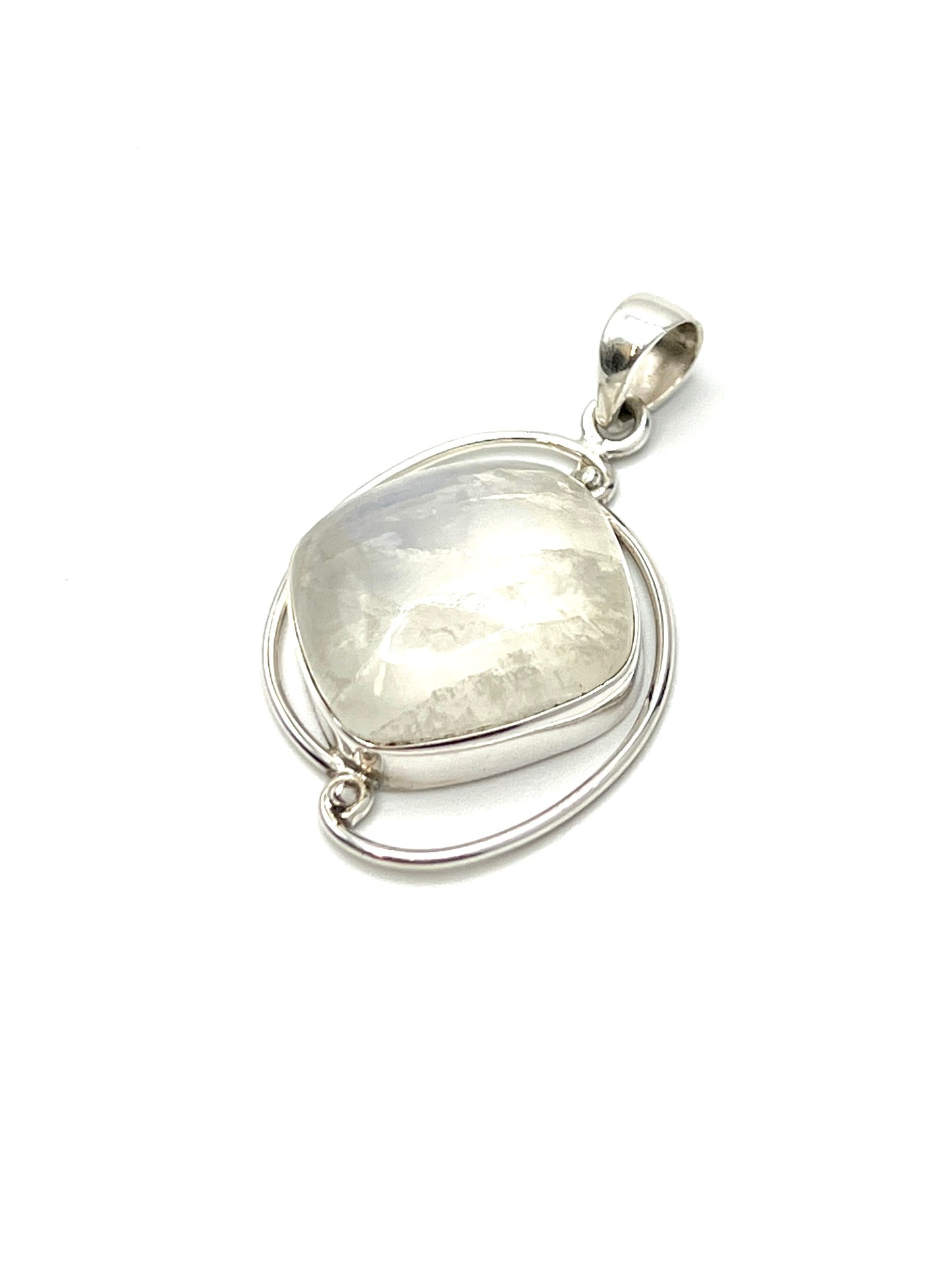 Silver Double Wire Moonstone Pendants