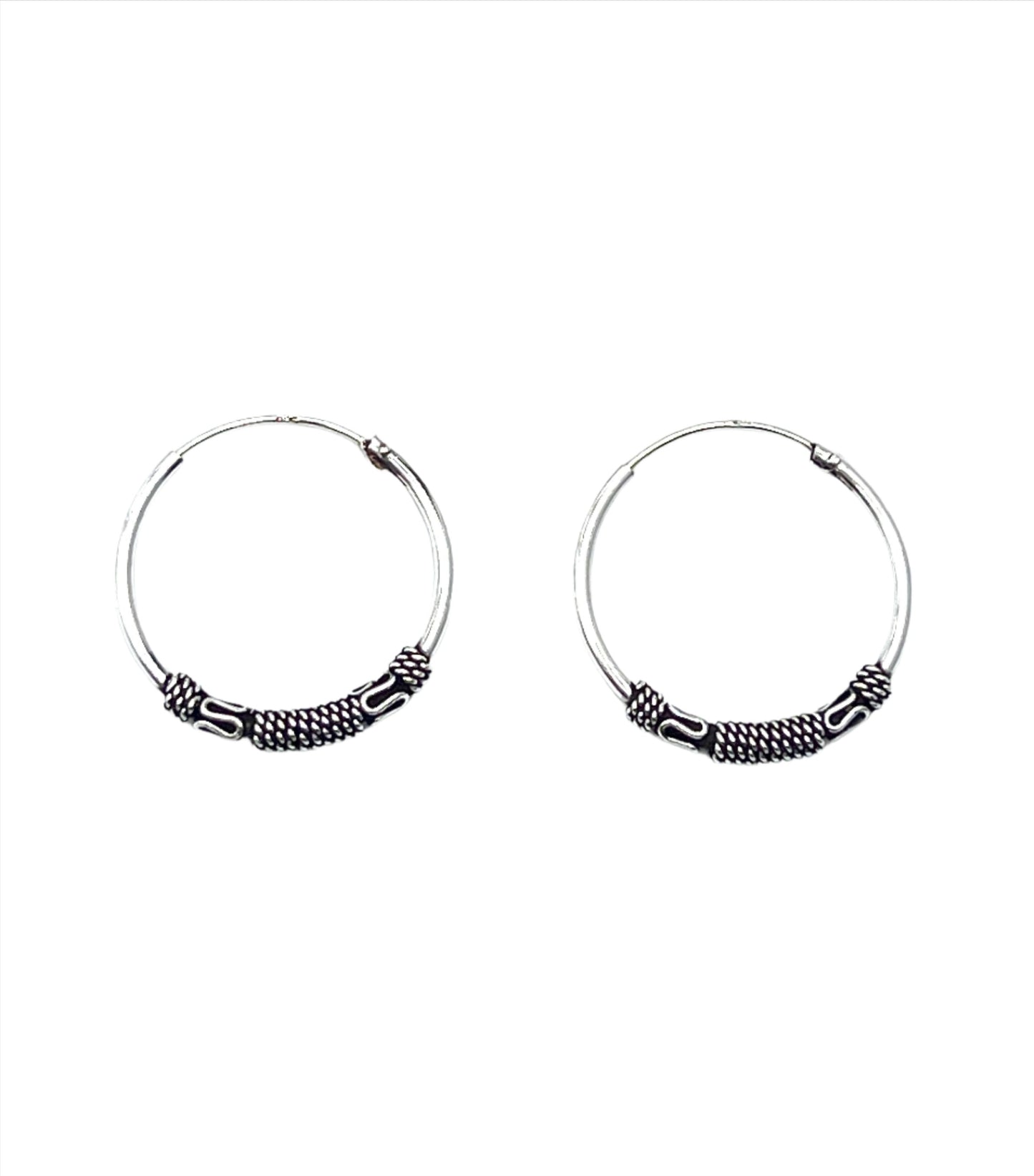 Sterling Silver Bali Style Braided Hoop Earrings
