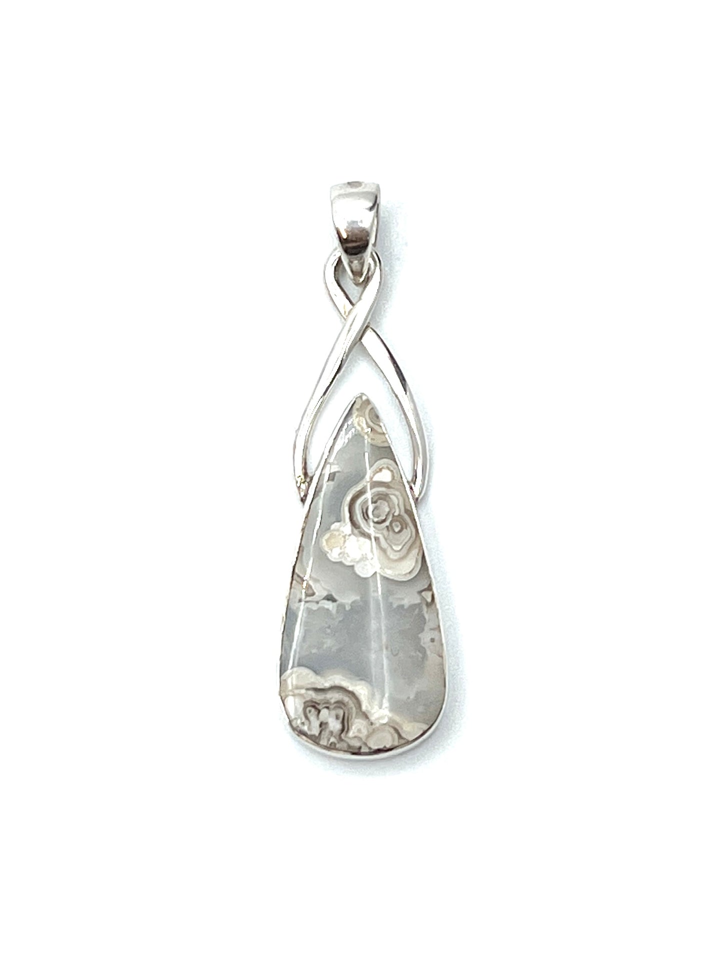 Silver Twist Crazy Lace Agate Pendants