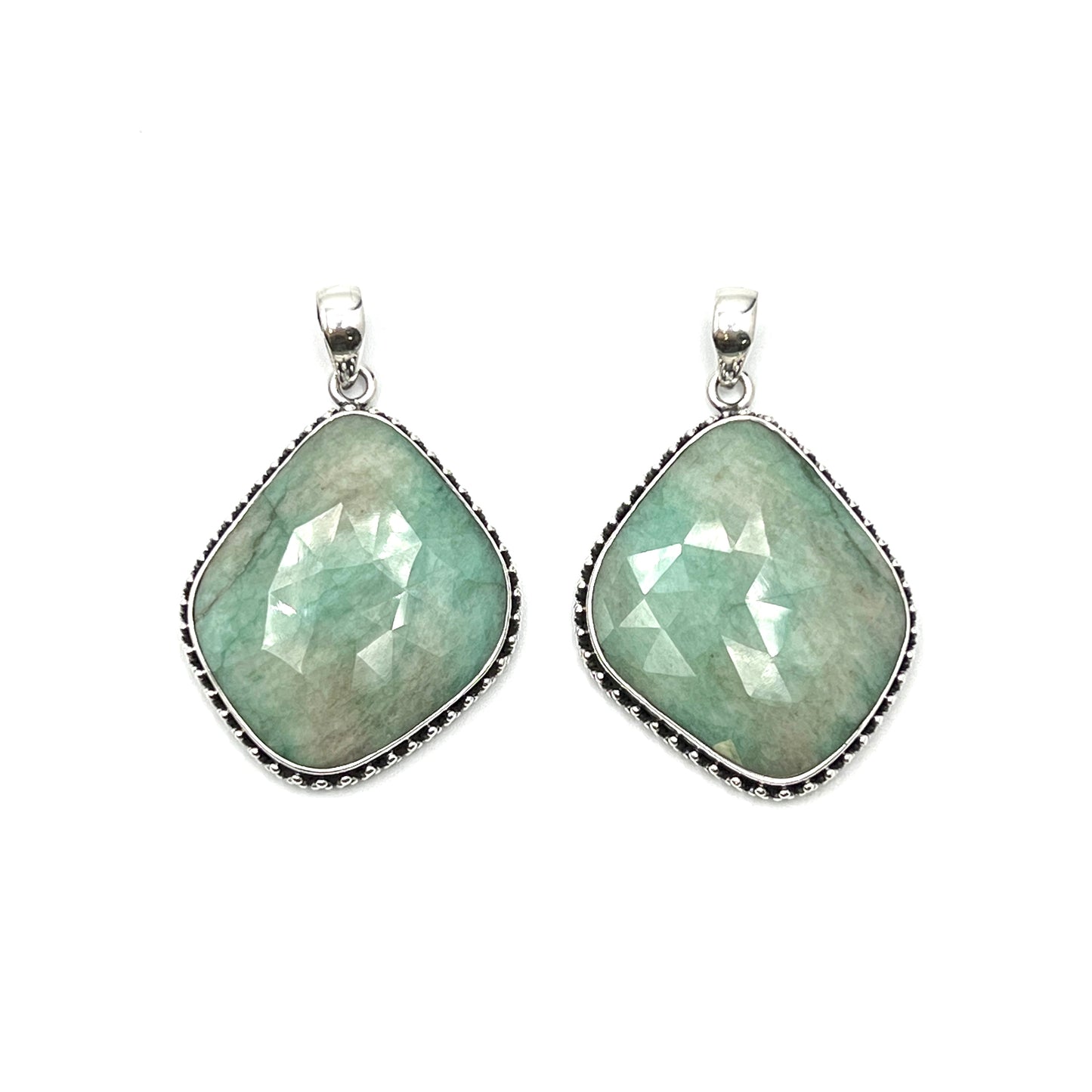Faceted Emerald Beaded Pendants