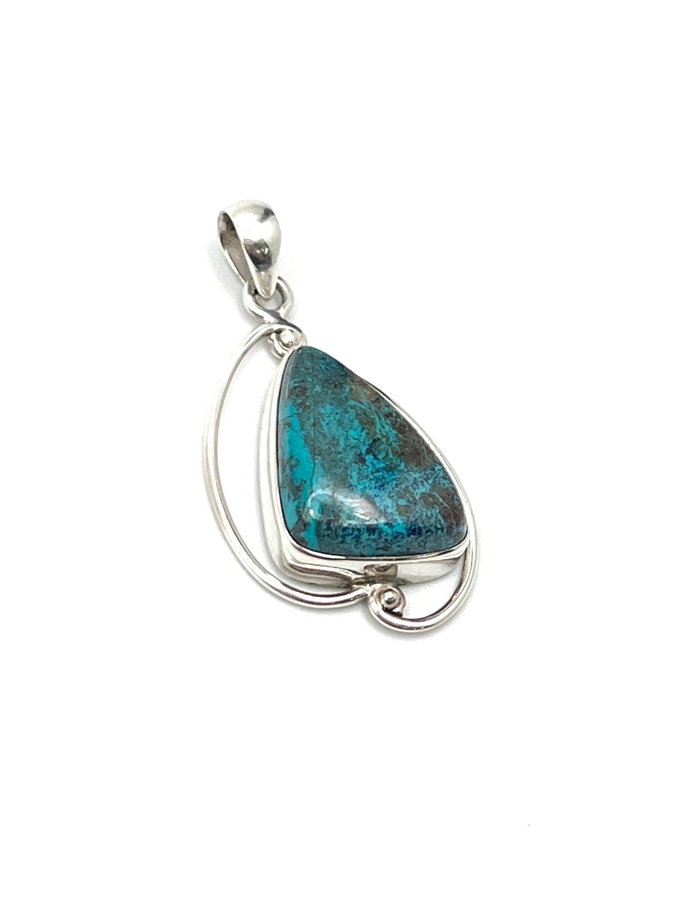 Silver Double Wire Chrysocolla Pendants