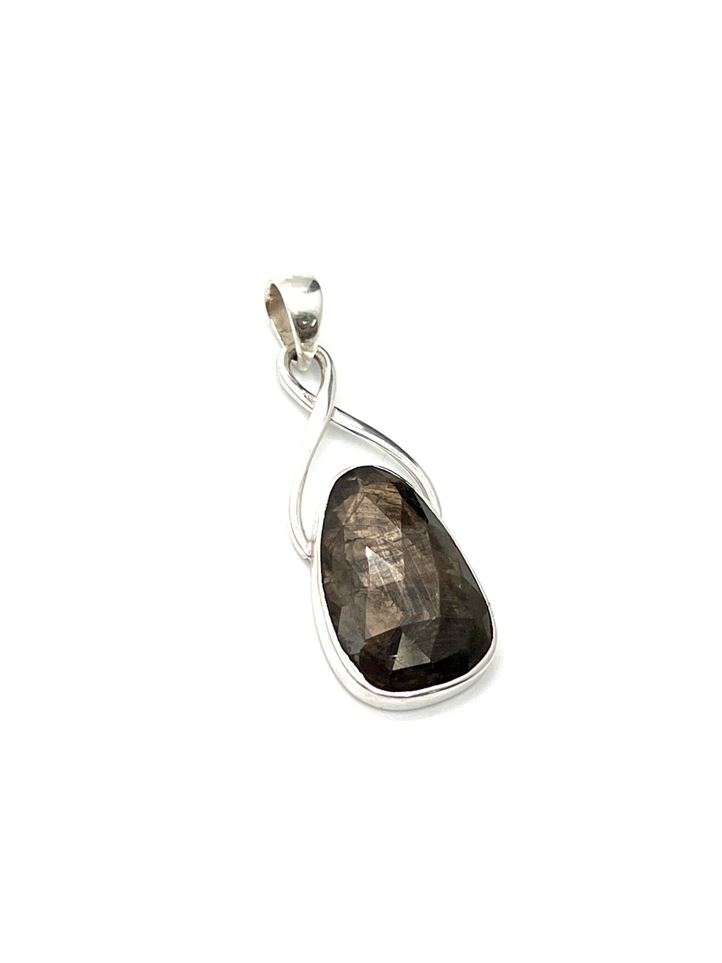 Silver Twist Natural Golden Moonstone Pendants