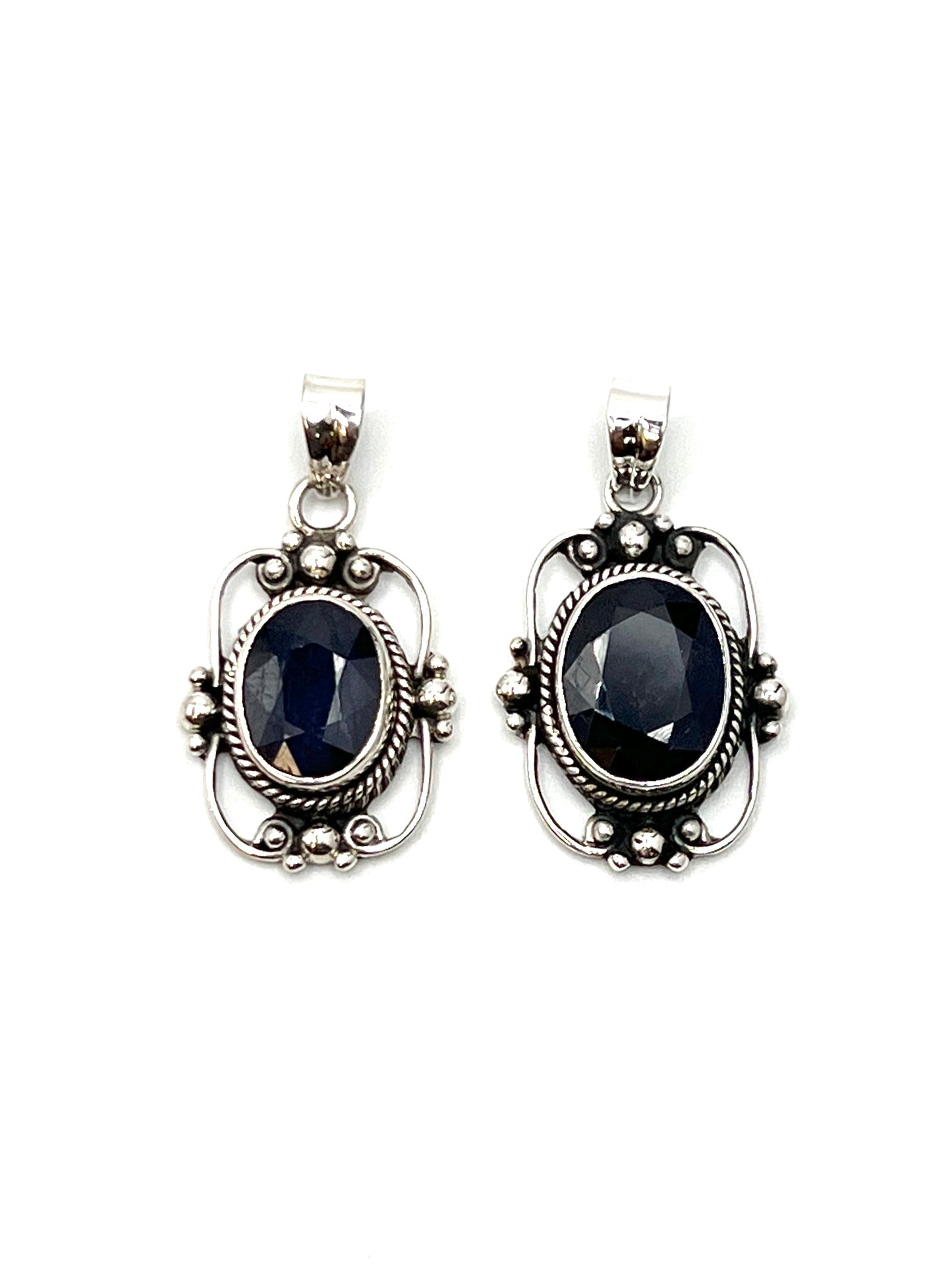 Sterling Silver Victorian Mirror Pendants Premium Stones