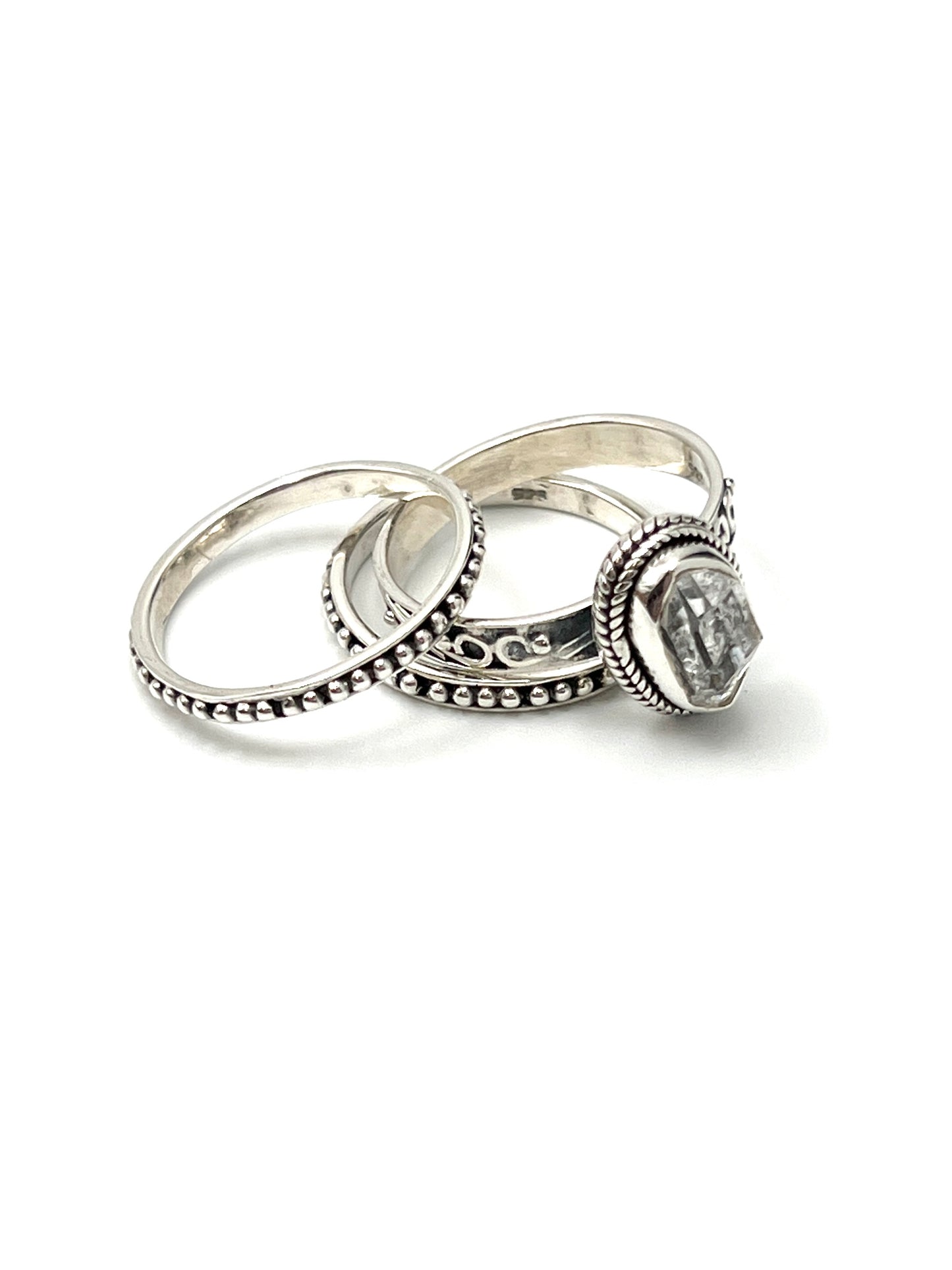 Herkimer Triple Stacker Rings