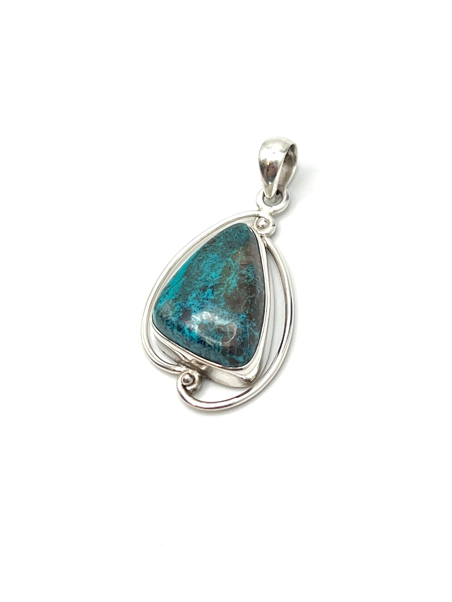 Silver Double Wire Chrysocolla Pendants