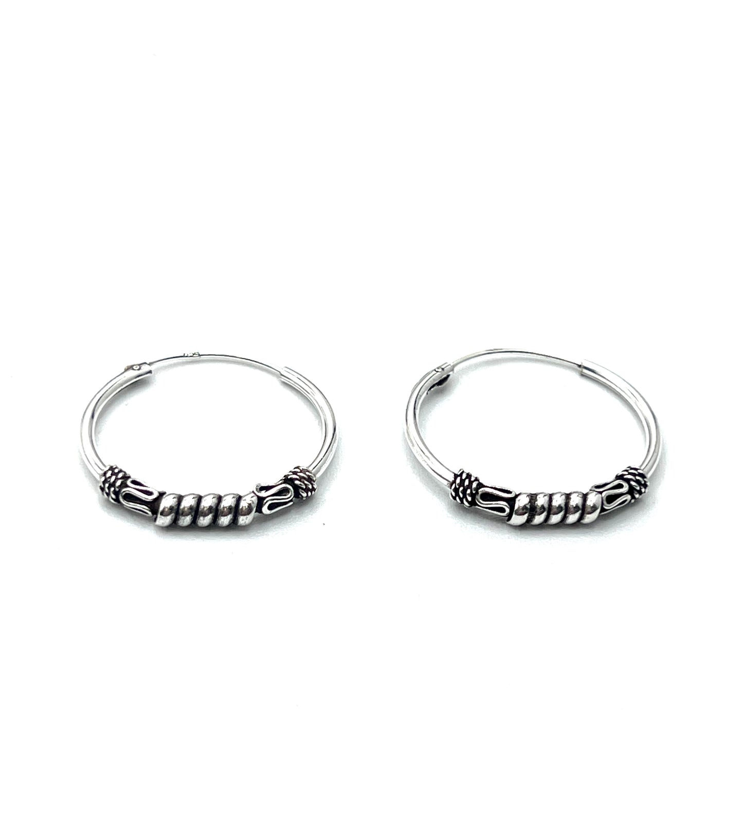 Sterling Silver Bali Style Twist Hoop Earrings
