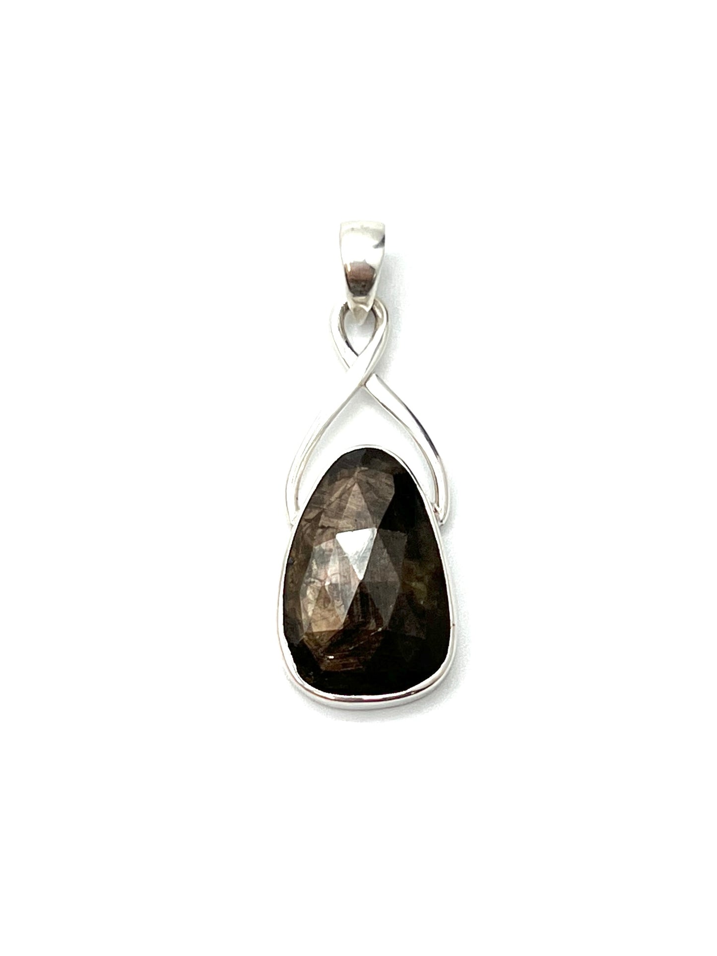 Silver Twist Natural Golden Moonstone Pendants