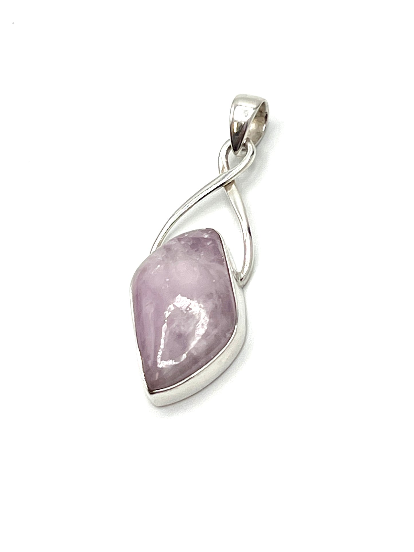 Silver Twist Kunzite Pendants