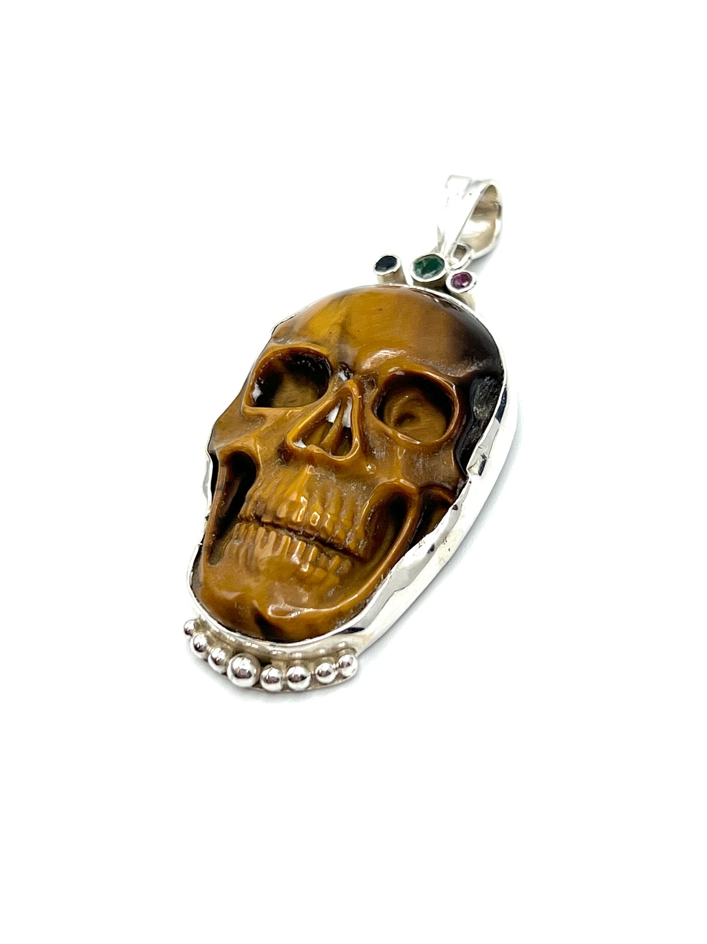 Tigers Eye Skull Pendant