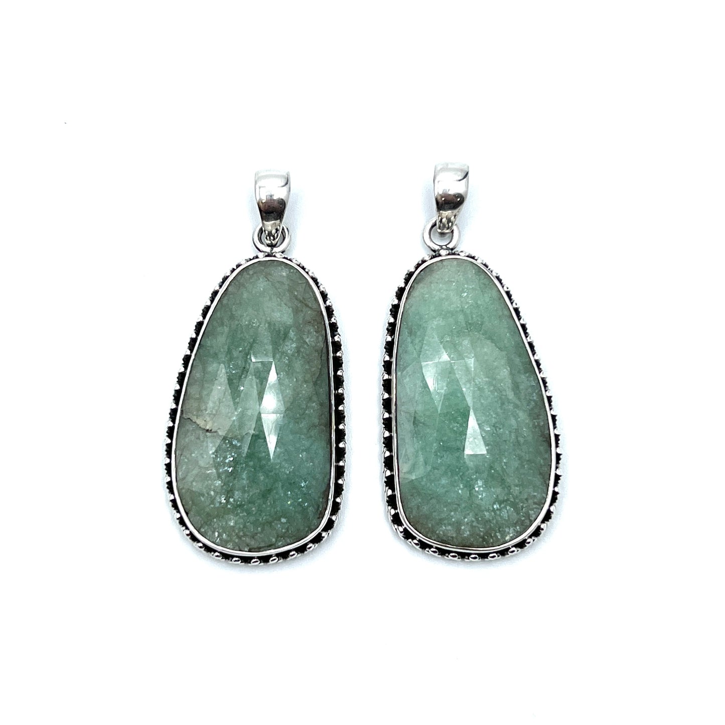 Faceted Emerald Beaded Pendants