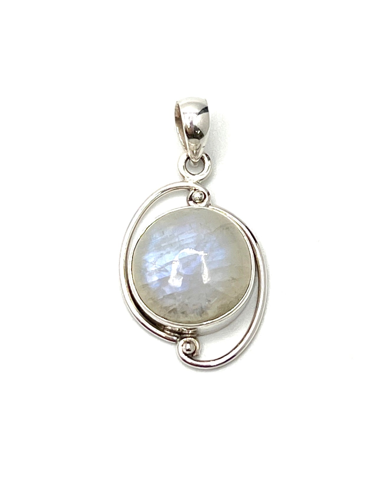 Silver Double Wire Moonstone Pendants